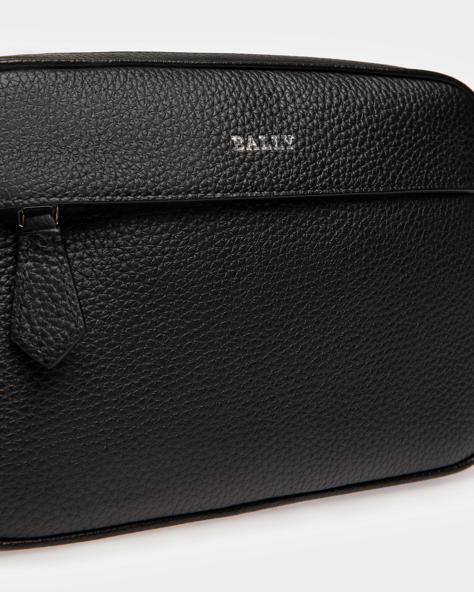 Hal Leather Crossbody Bag In Black And Palladium - Men's - Bally - 03