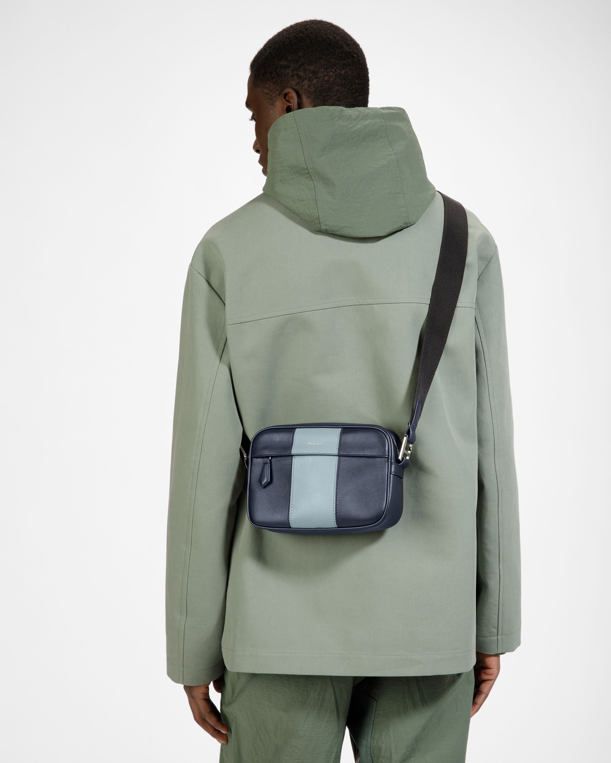 Hal Leather Crossbody In Midnight Blue And Light Blue - Men's - Bally - 02