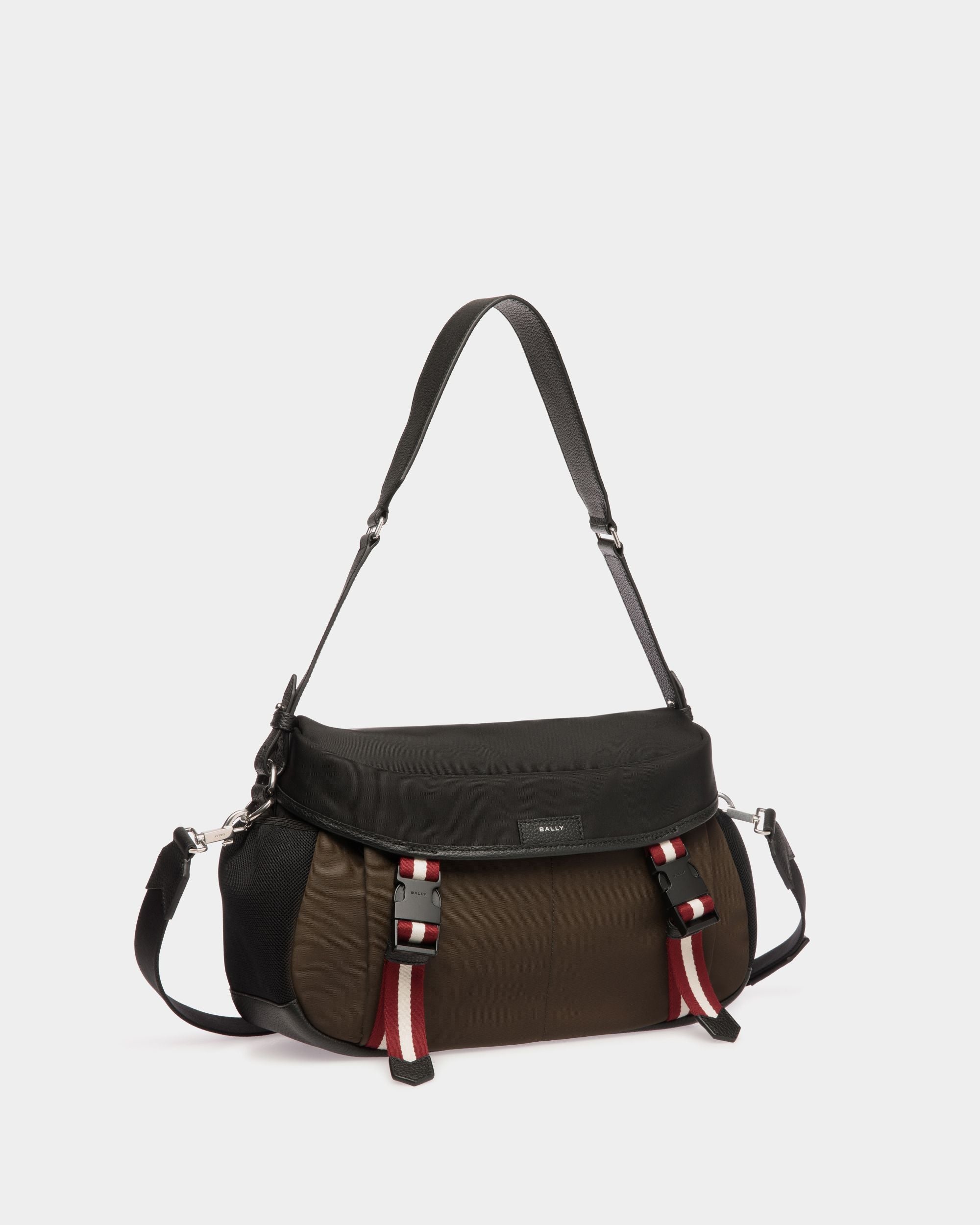 Code Crossbody Bag In Military Green And Black Nylon - Men's - Bally - 03