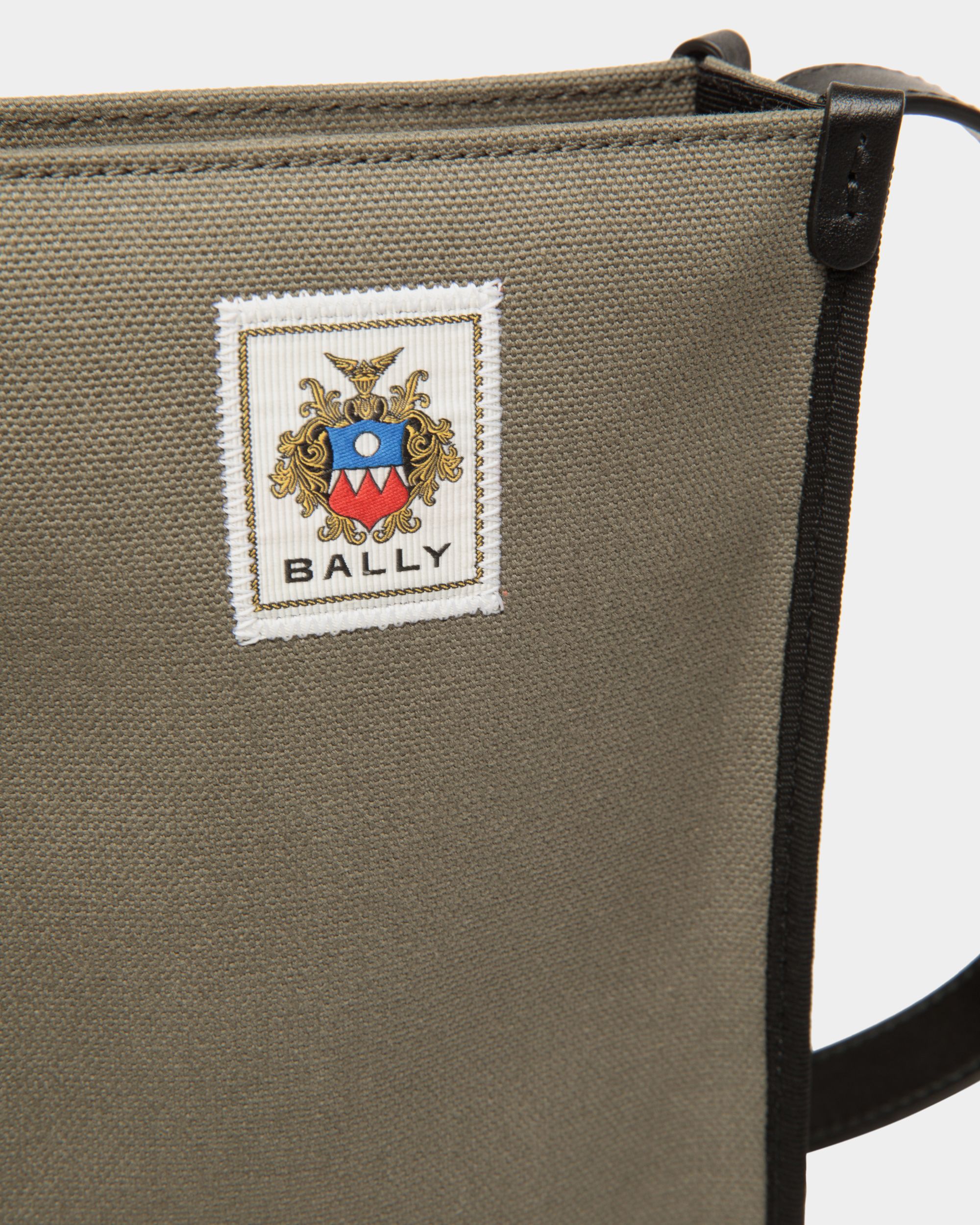Easy Bally Crossbody Bag In Military Green Cotton Canvas - Men's - Bally - 05