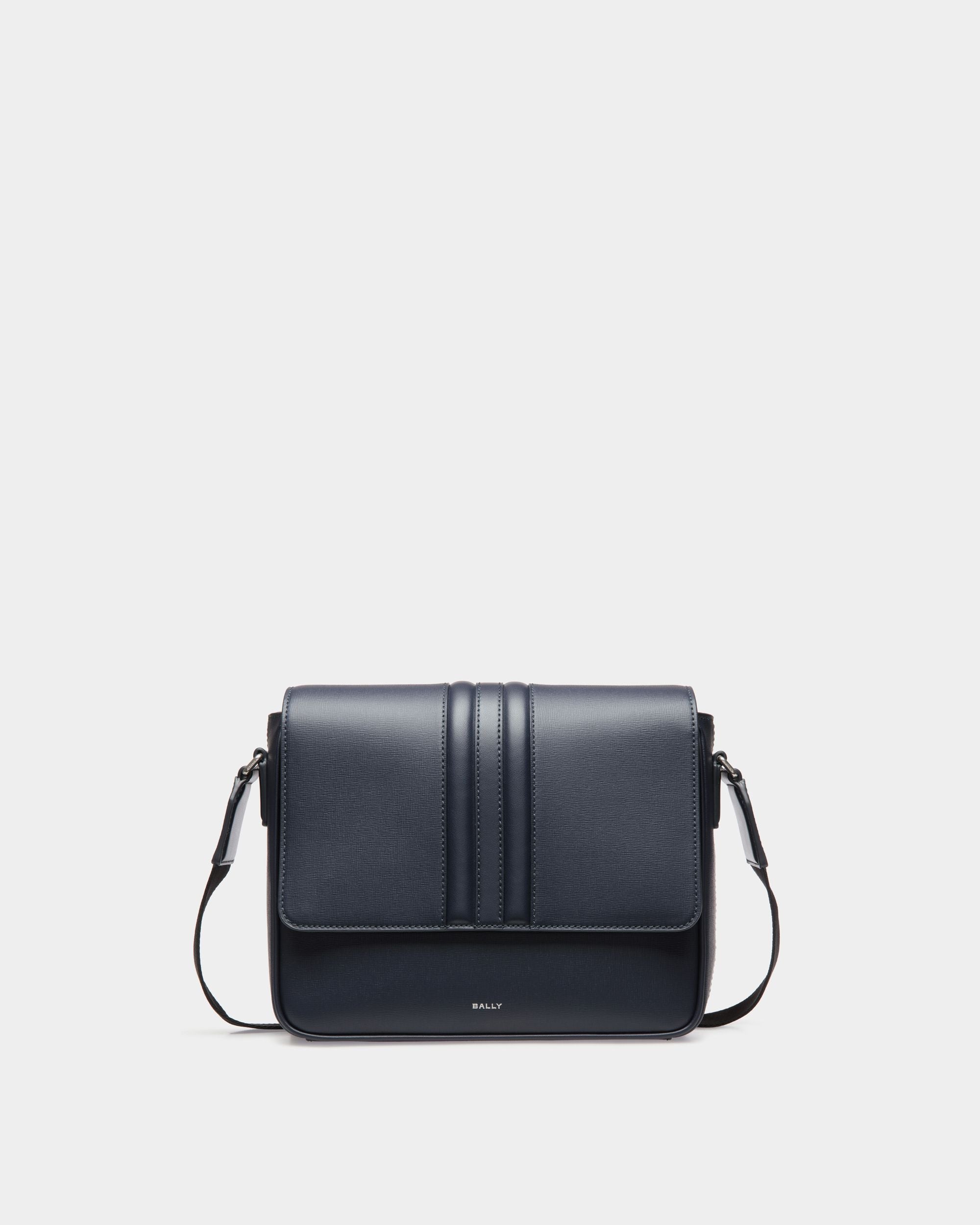Mythos Crossbody Bag in Navy Blue Recycled Leather - Men's - Bally - 01