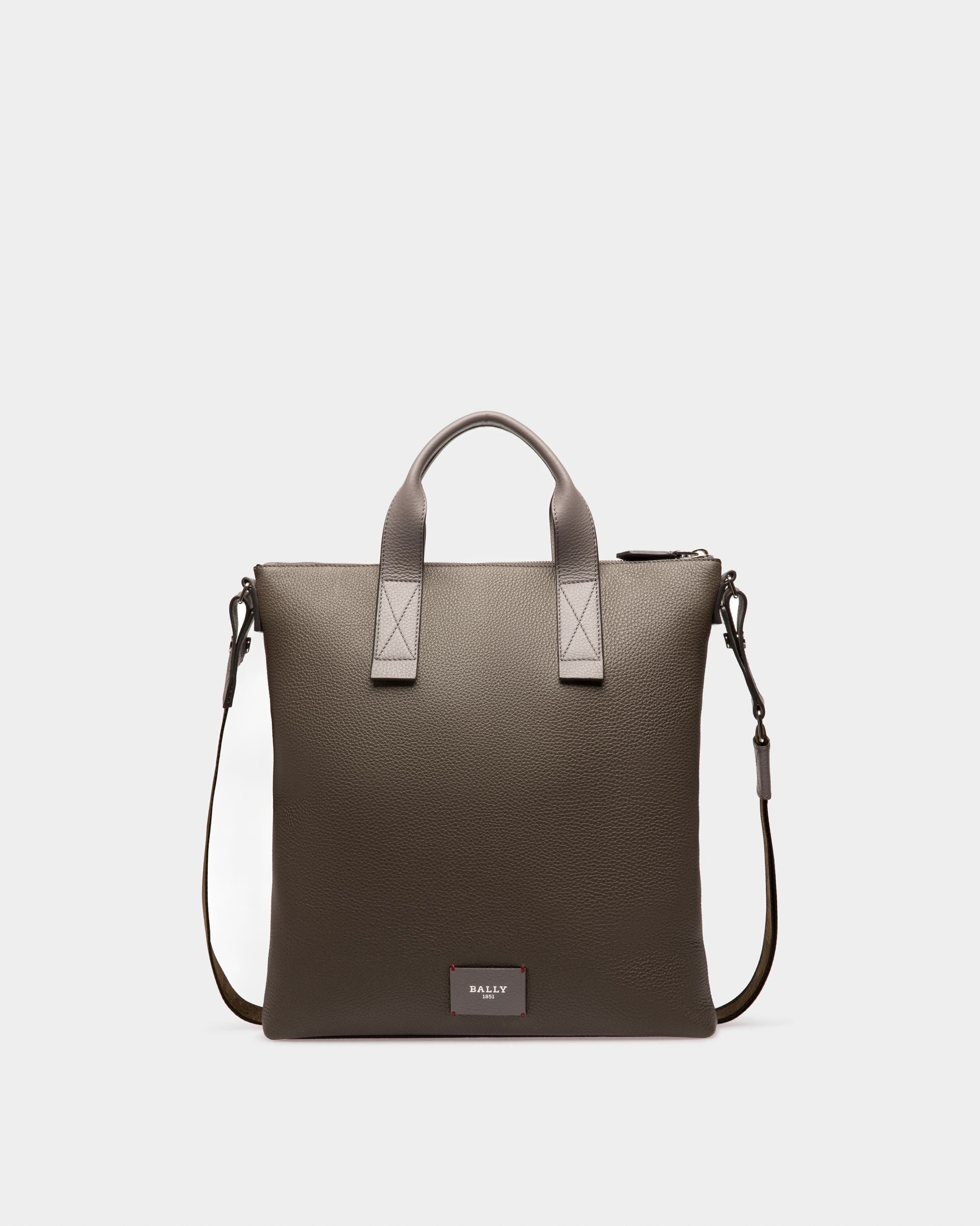 Higgins Bolso Tote En Piel De Color Verde Militar - Hombre - Bally - 02
