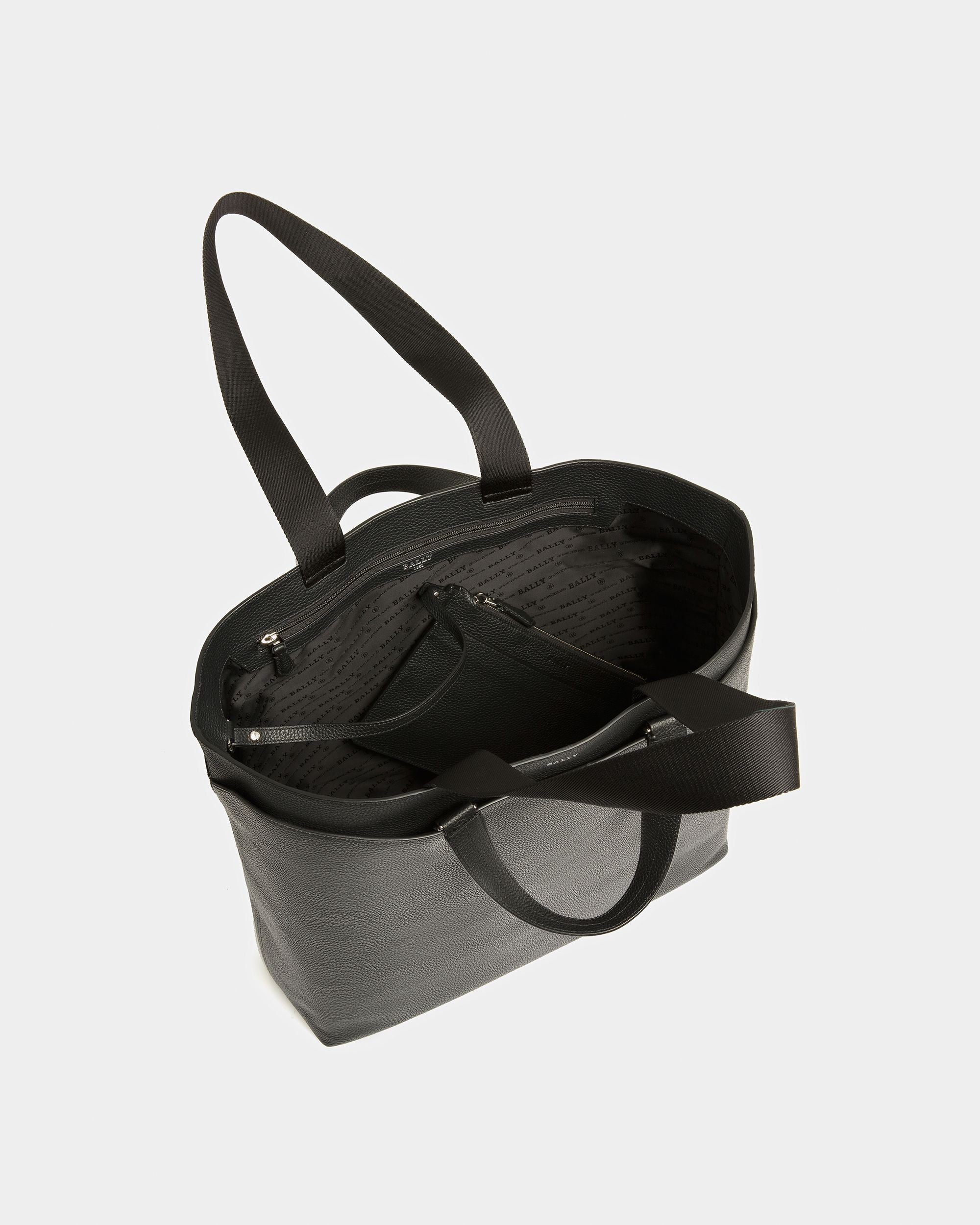 Havid Bolso Tote De Piel En Negro Y Paladio - Hombre - Bally - 02