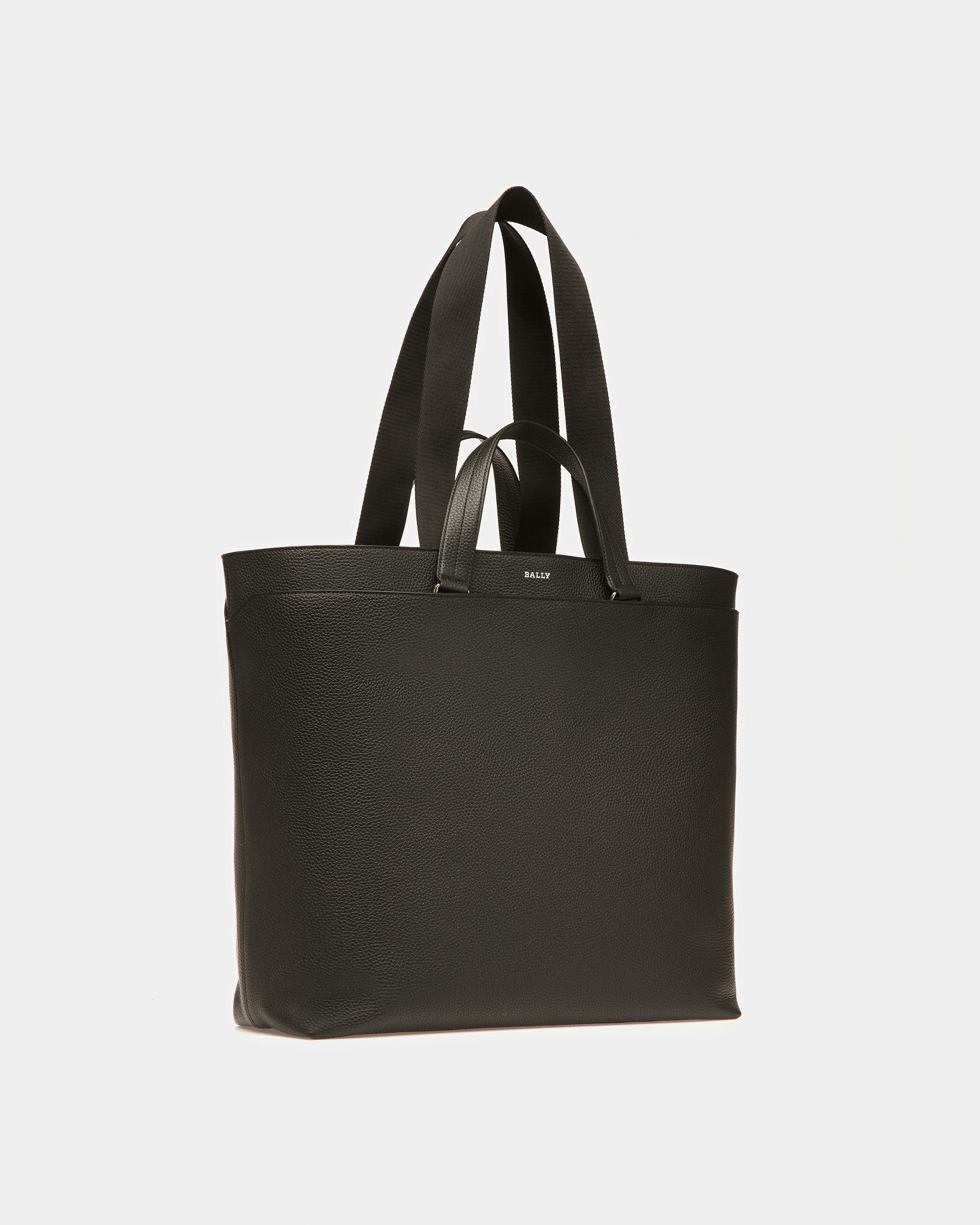 Havid Bolso Tote De Piel En Negro Y Paladio - Hombre - Bally - 04