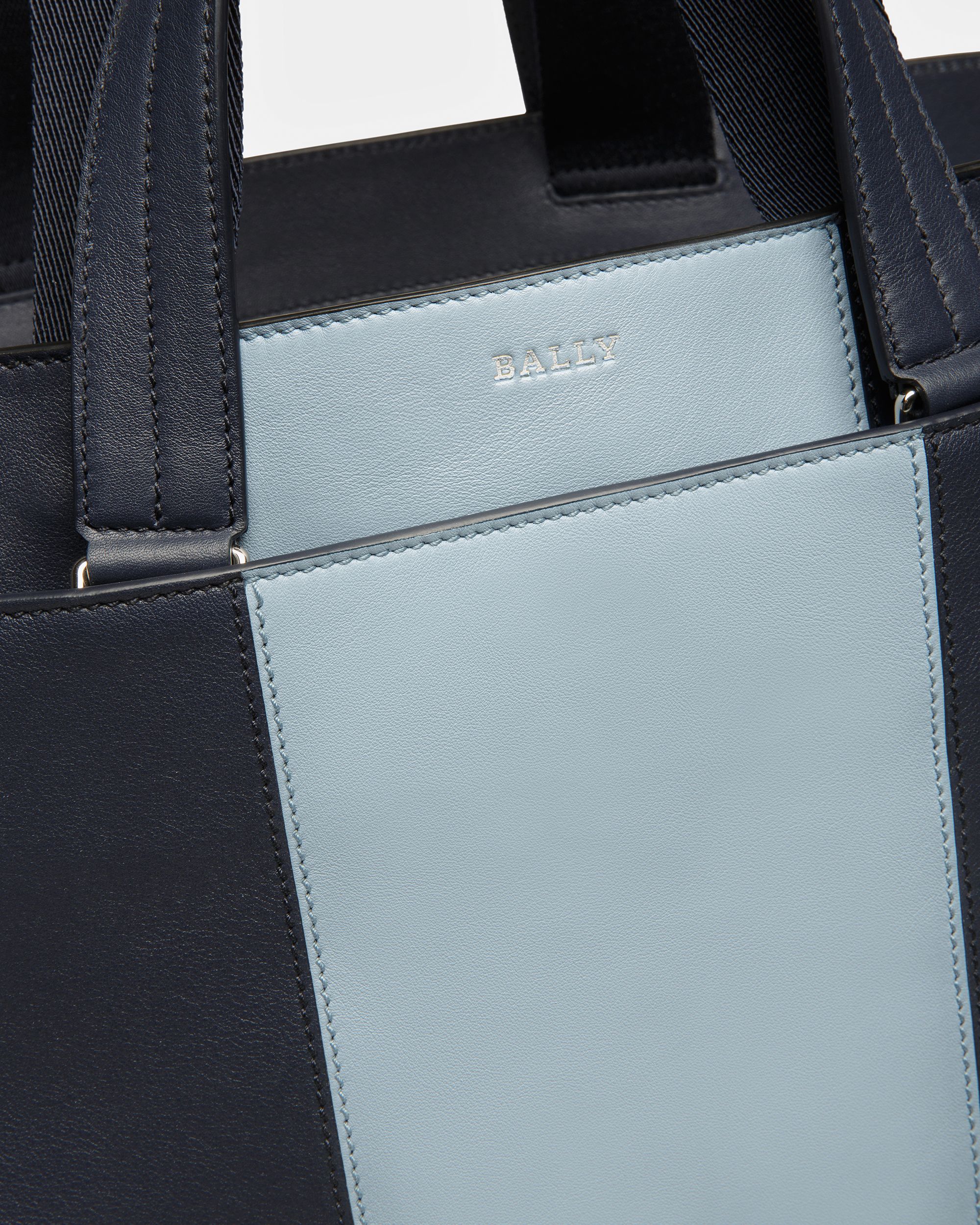 Havid Leather Tote In Midnight Blue And Light Blue - Men's - Bally - 05