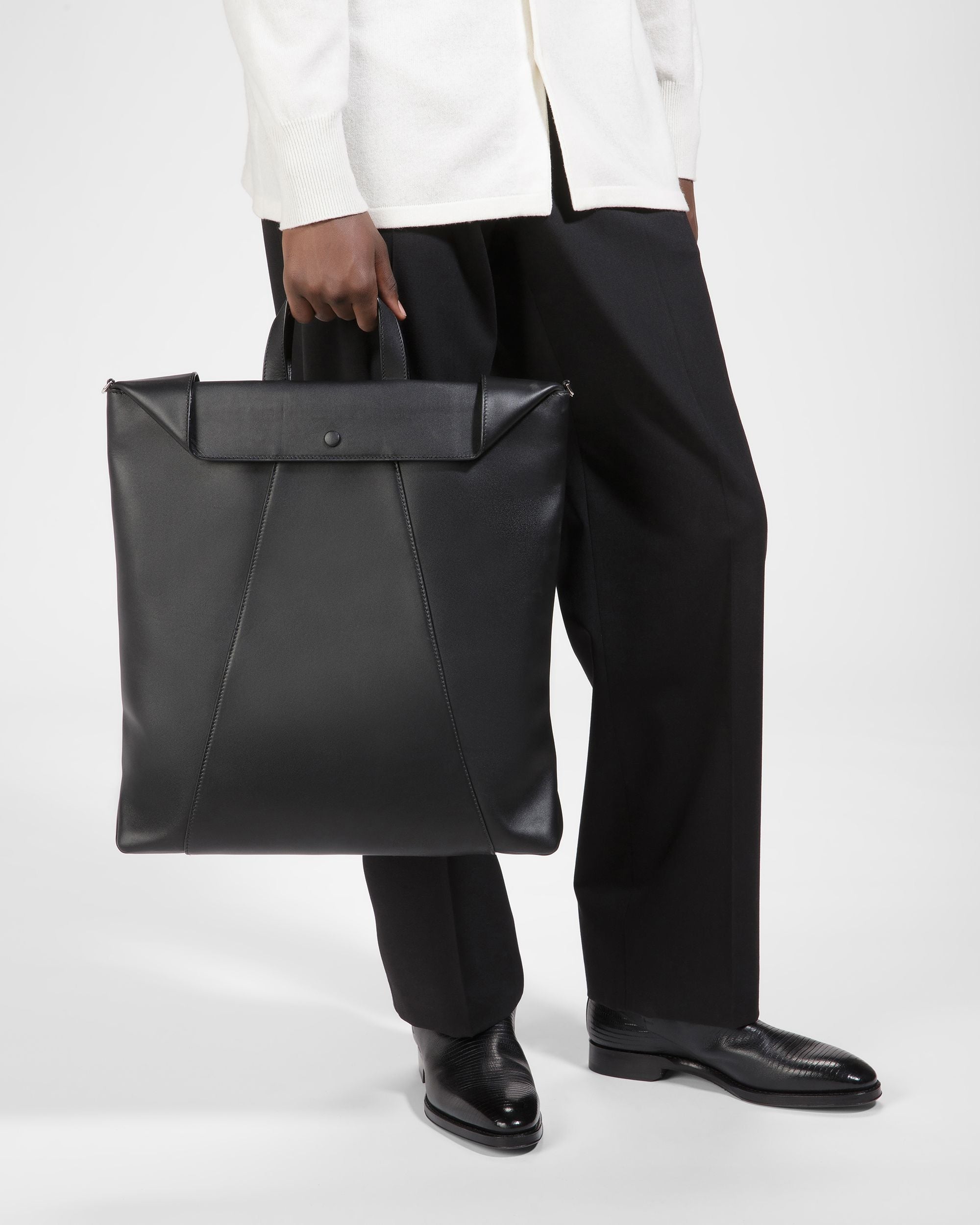 Ashy Bolso Tote De Piel En Negro - Hombre - Bally - 02