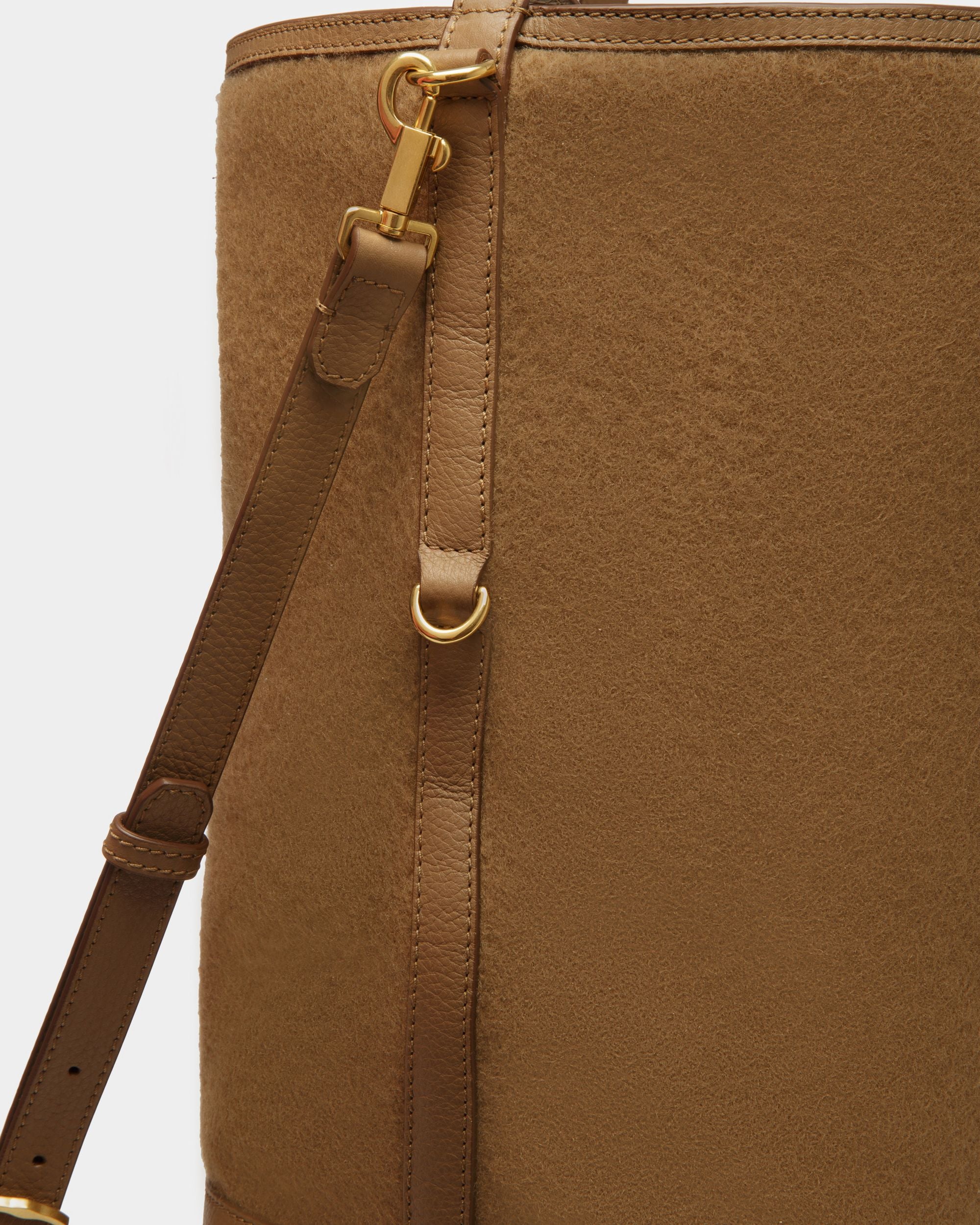Bolso Tote Gare De Piel Y Tela Color Camello - Hombre - Bally - 06
