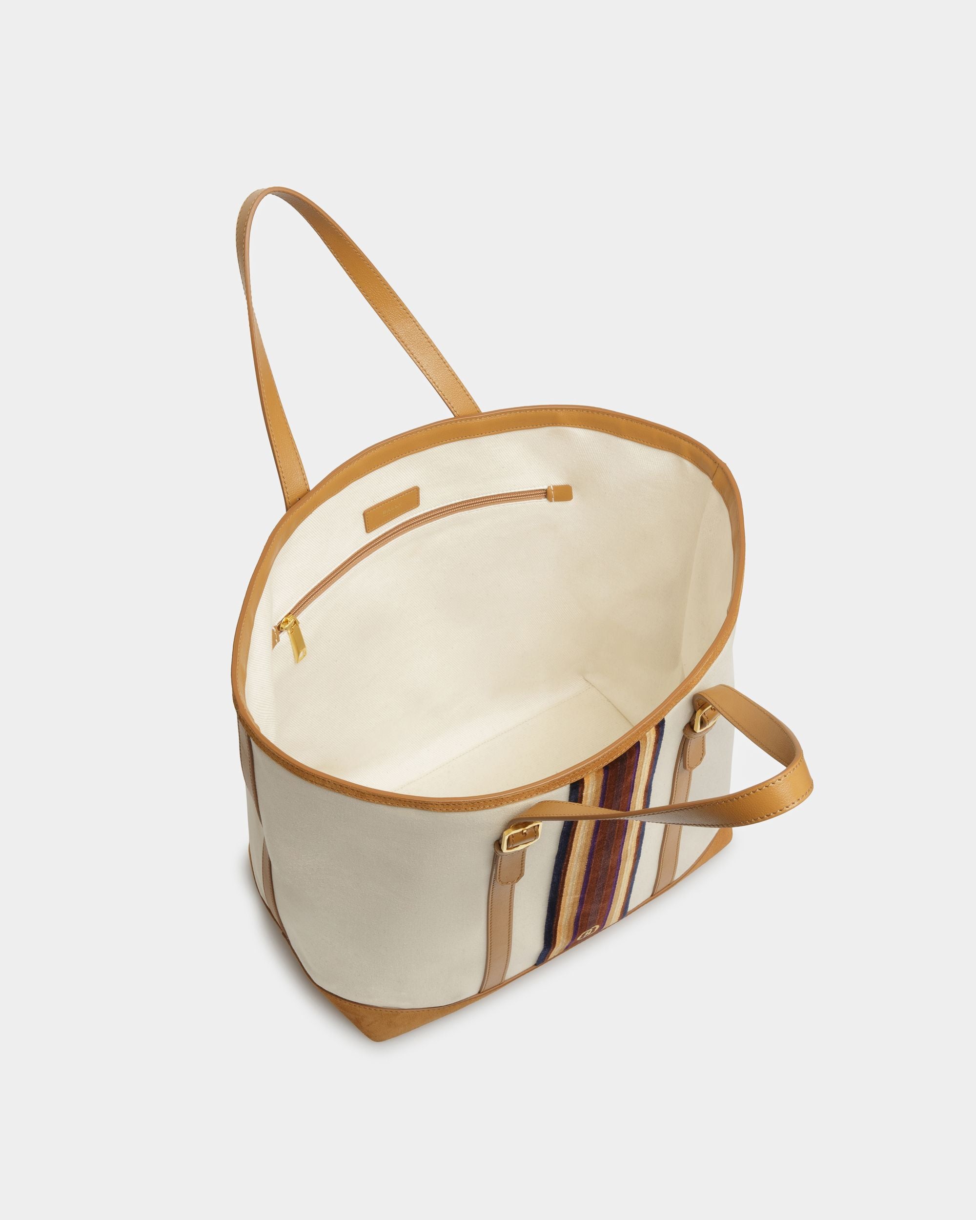 Tote Bag Gare De Tela Color Natural Y Desierto - Hombre - Bally - 05