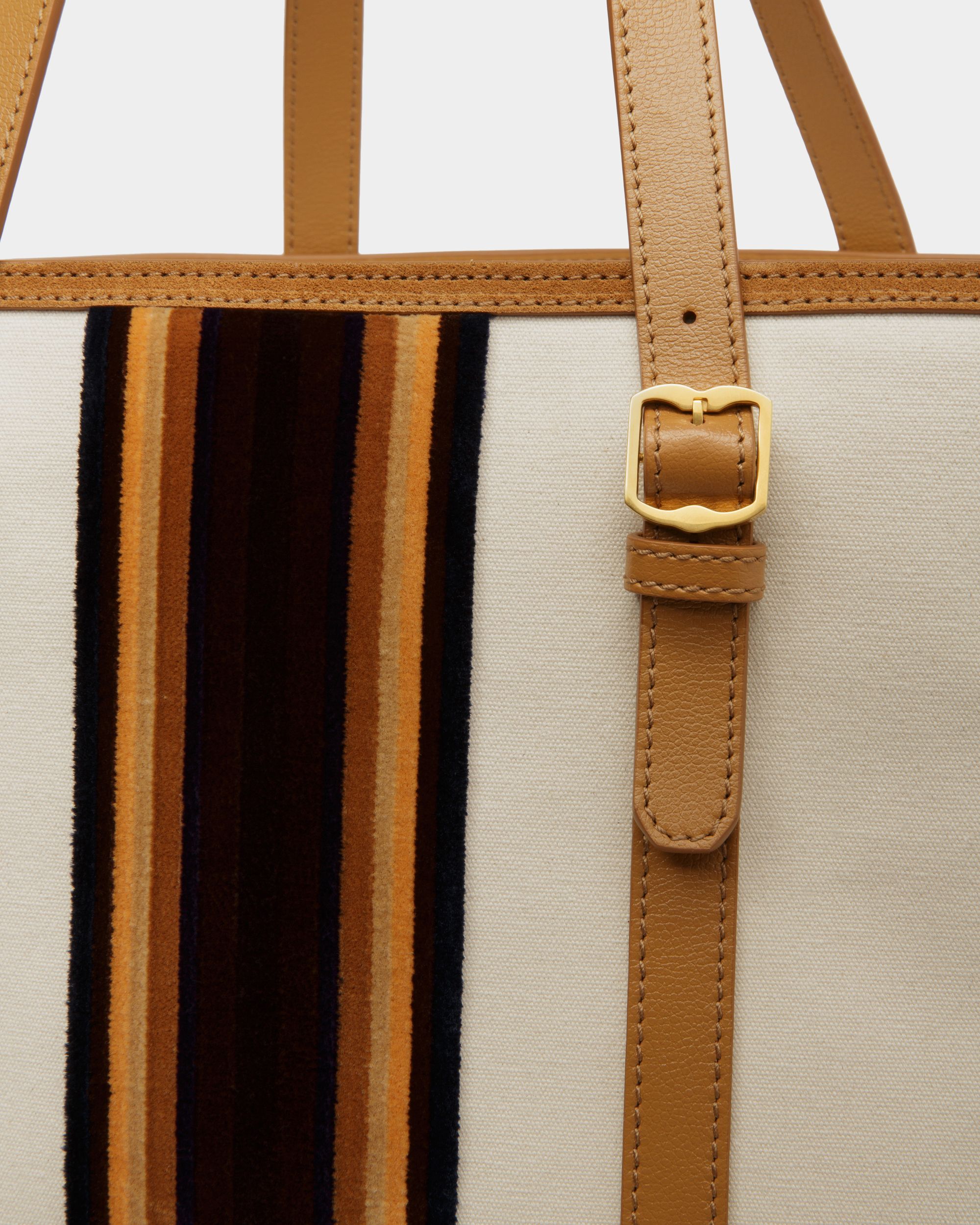 Tote Bag Gare De Tela Color Natural Y Desierto - Hombre - Bally - 06