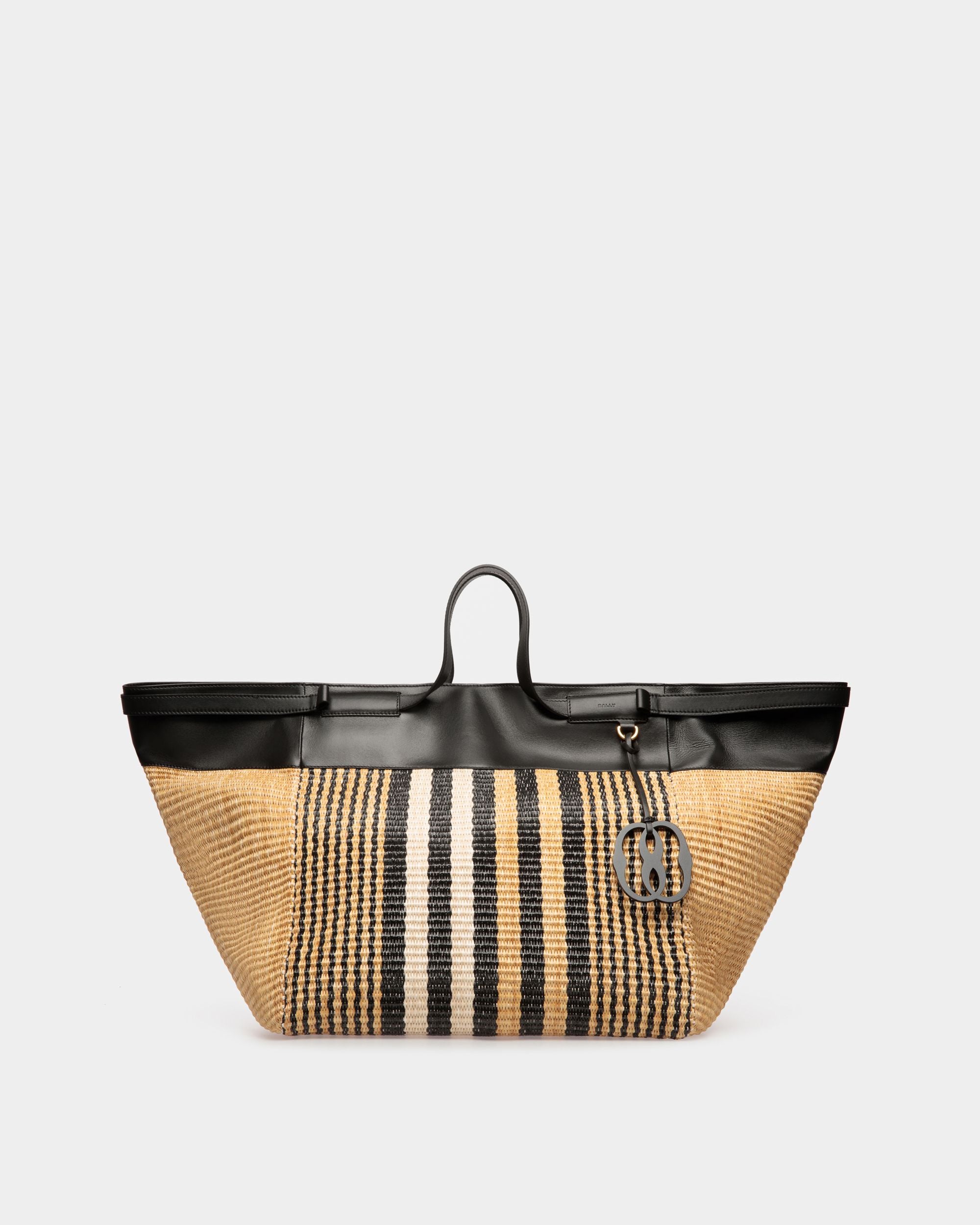 Bolso Tote Billboard De Tela Color Natural Y Negro - Hombre - Bally - 01