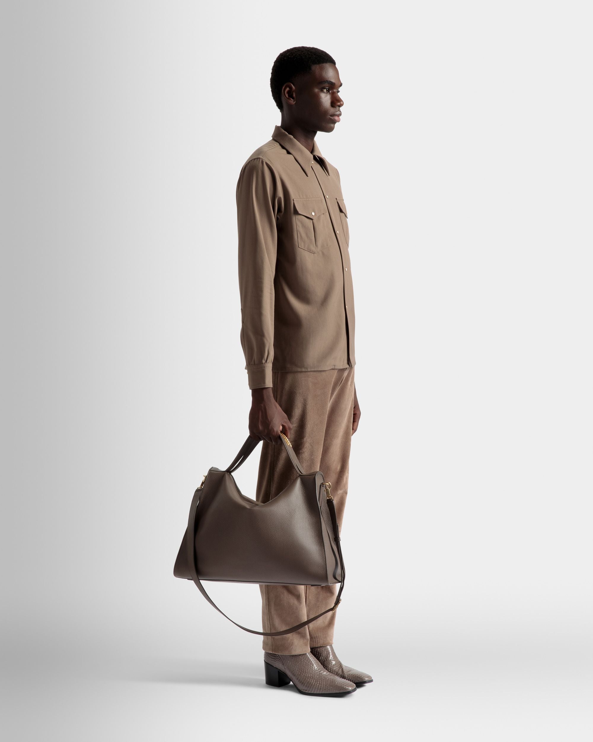 Bolso Tote Soft Arkle De Piel Gris - Hombre - Bally - 02