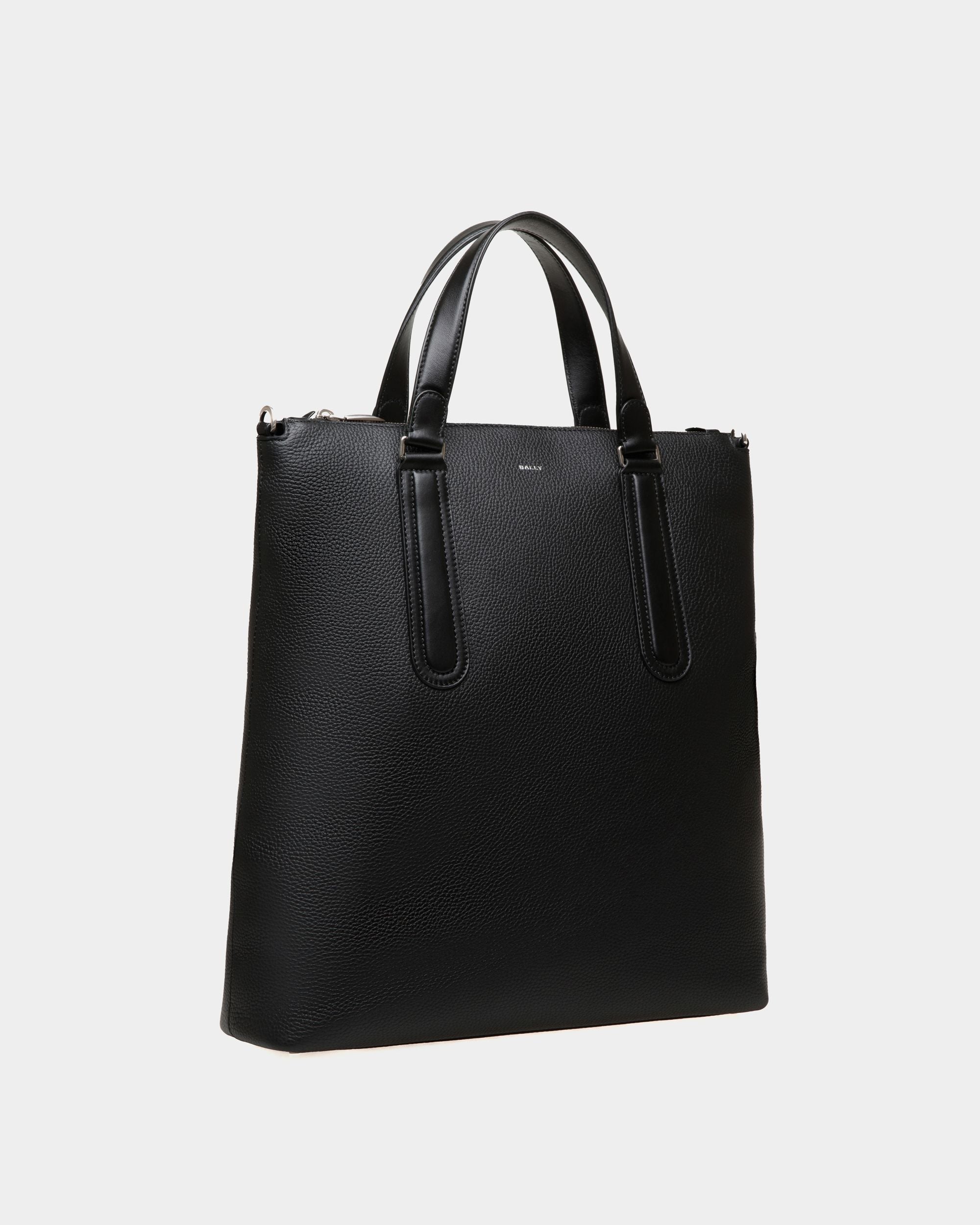 Spin Tote in Black Grained Leather - Men's - Bally - 04