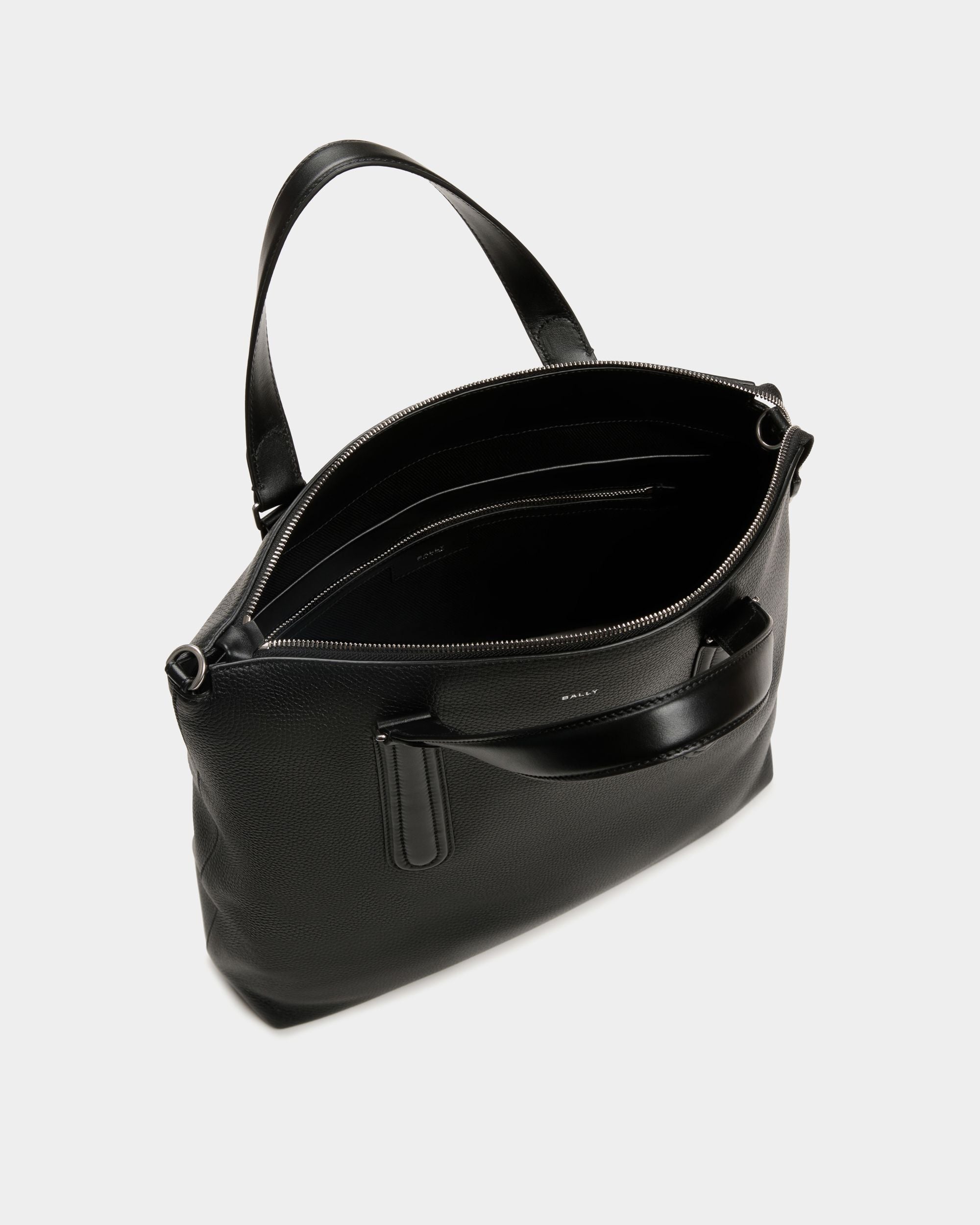 Spin Tote in Black Grained Leather - Men's - Bally - 05