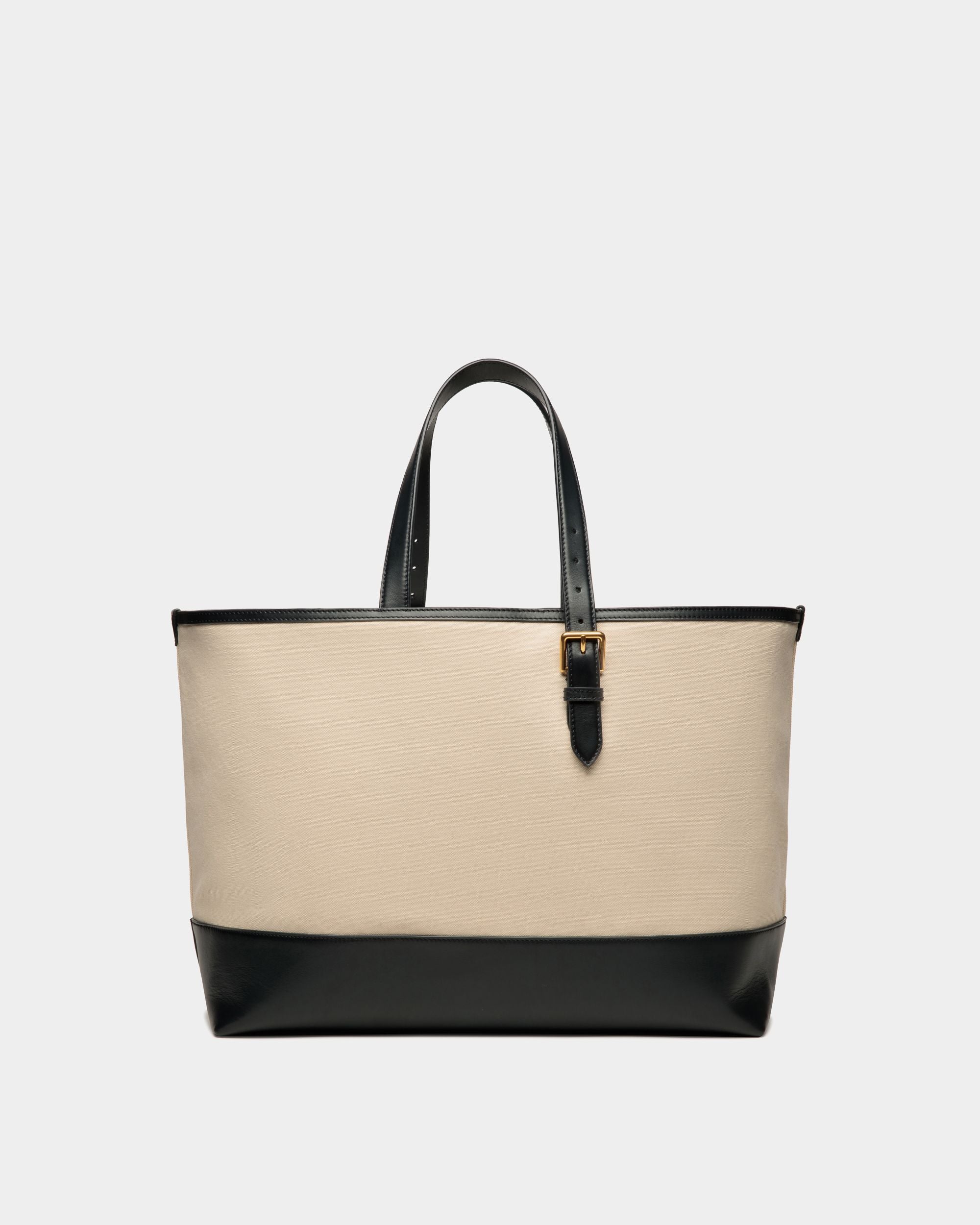Bolso Tote Summer Capsule De Lona Y Piel Natural Y Navy Blue - Hombre - Bally - 02