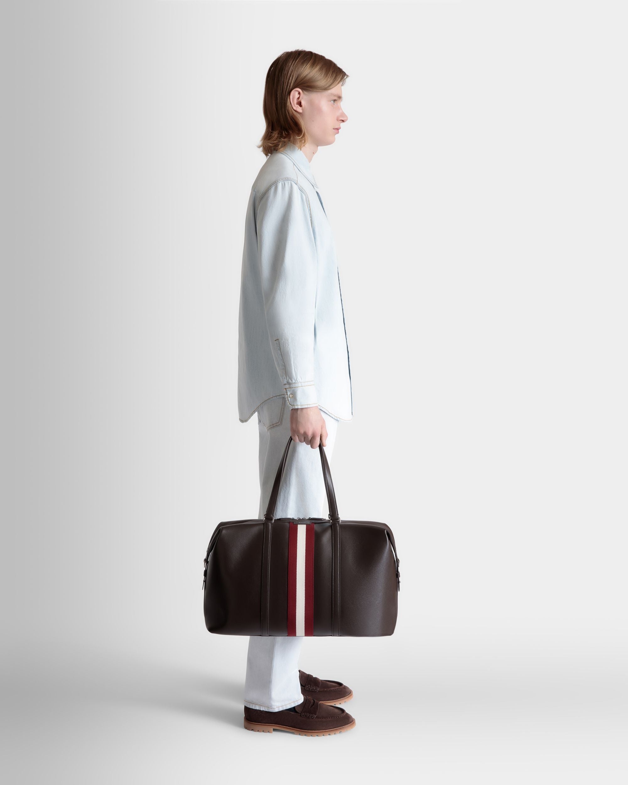 Bolso De Fin De Semana Code De Piel Ébano - Hombre - Bally - 02