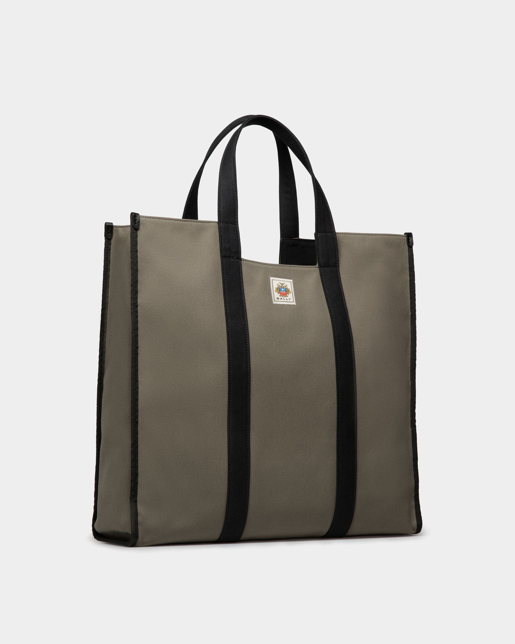 Easy Bally Tote In Military Green Cotton Canvas - Men's - Bally - 04