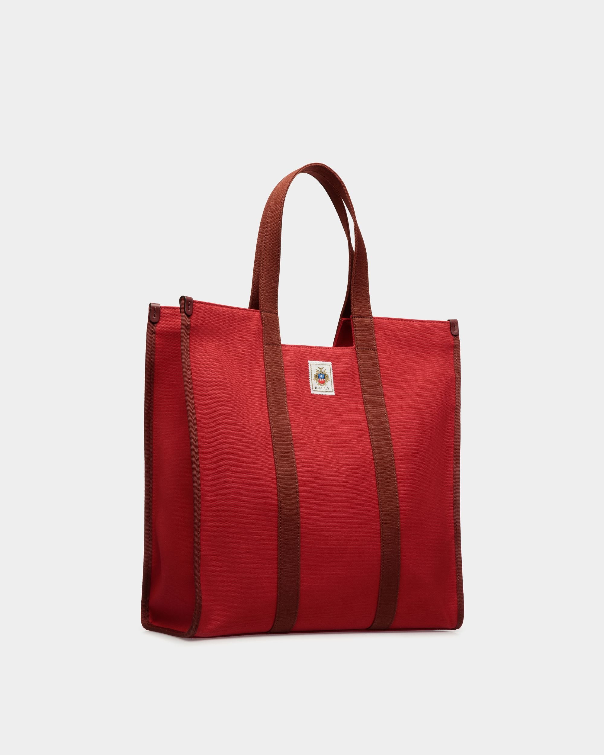 Easy Bally Tote In Candy Red Cotton Canvas - Men's - Bally - 03