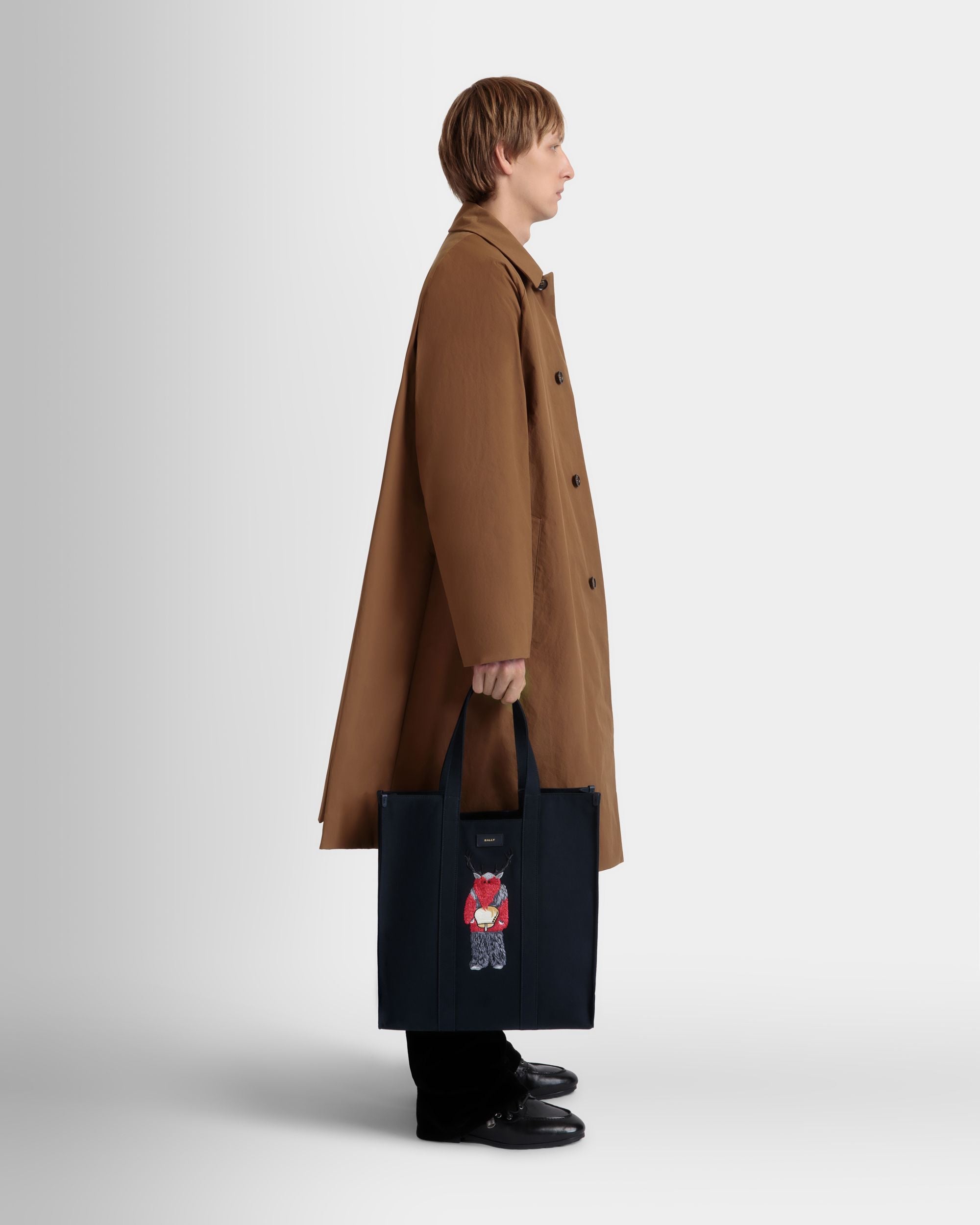 Bolso Tote Easy Bally En Lona De Algodón Navy Blue Para Hombre - Hombre - Bally - 02