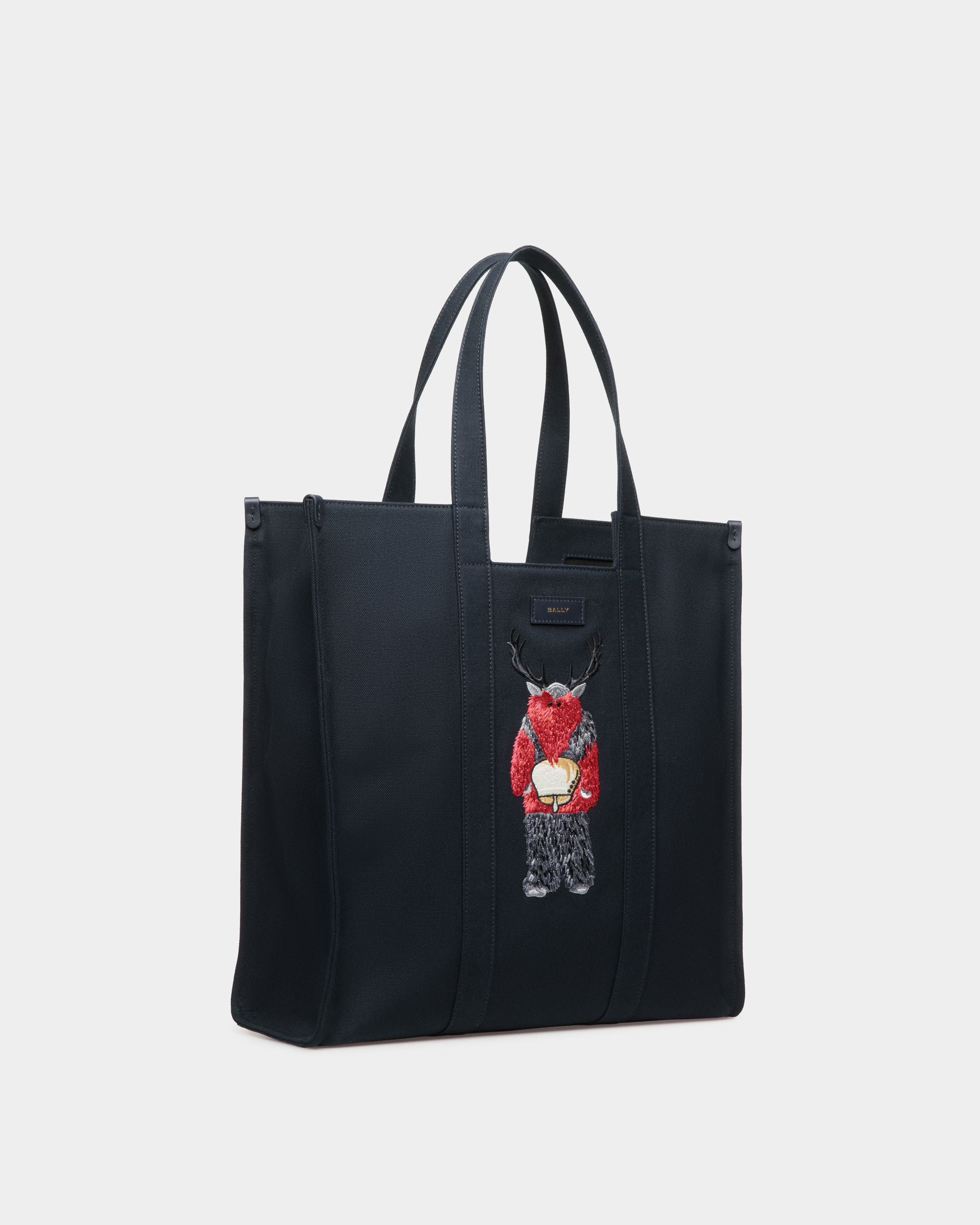Bolso Tote Easy Bally En Lona De Algodón Navy Blue Para Hombre - Hombre - Bally - 04