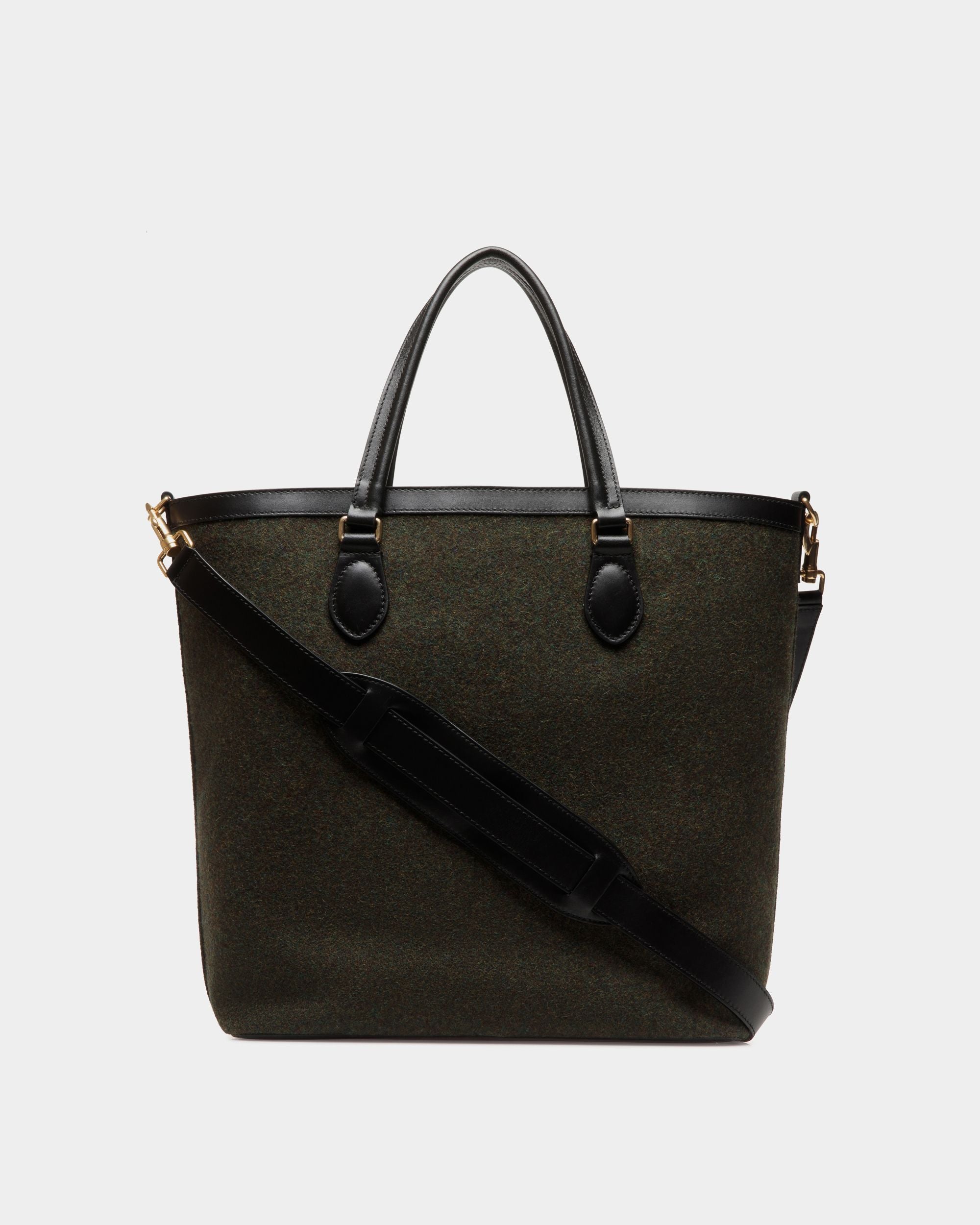 Beckett Tote In Dark Green Wool And Leather - Men's - Bally - 03