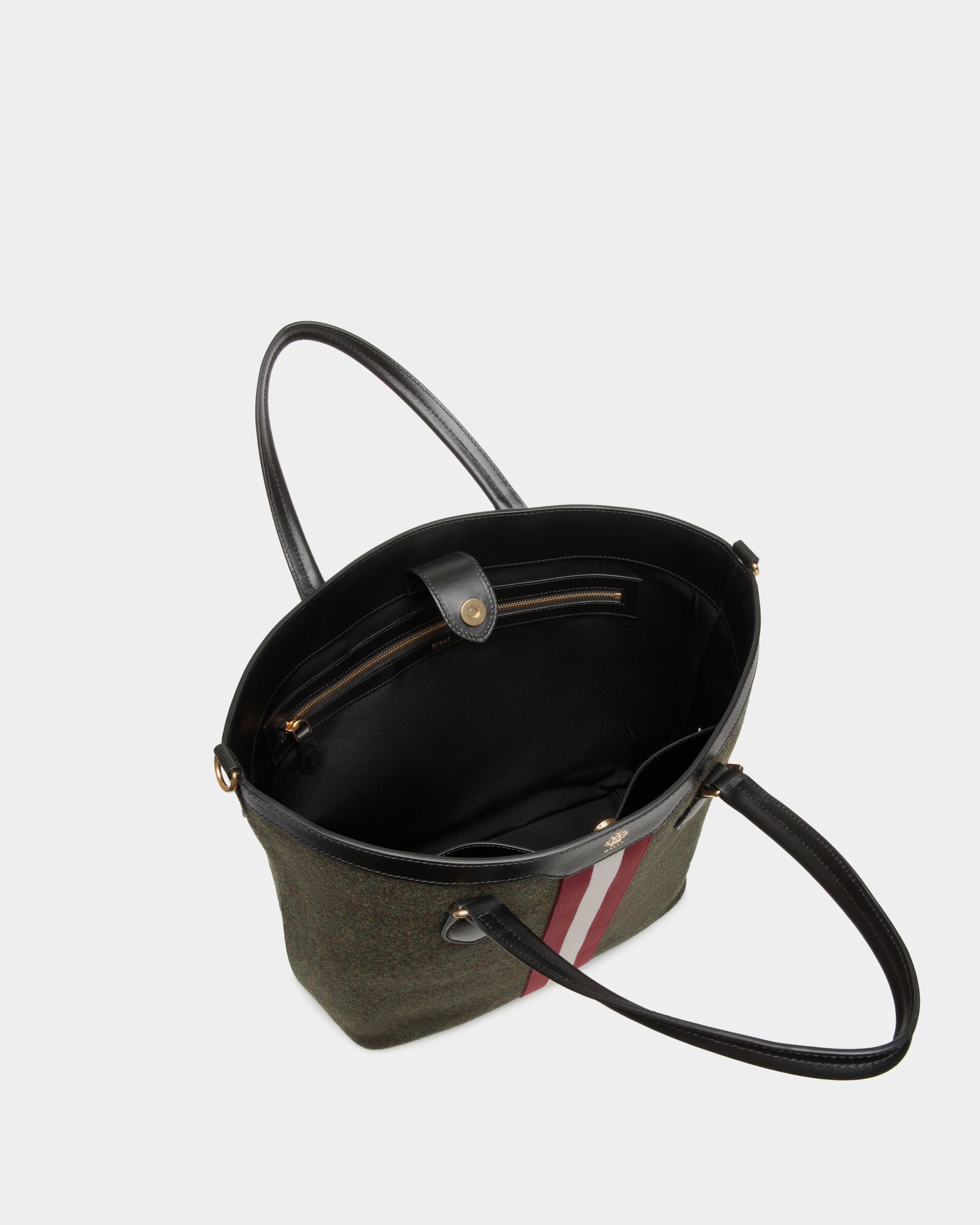 Beckett Tote In Dark Green Wool And Leather - Men's - Bally - 05