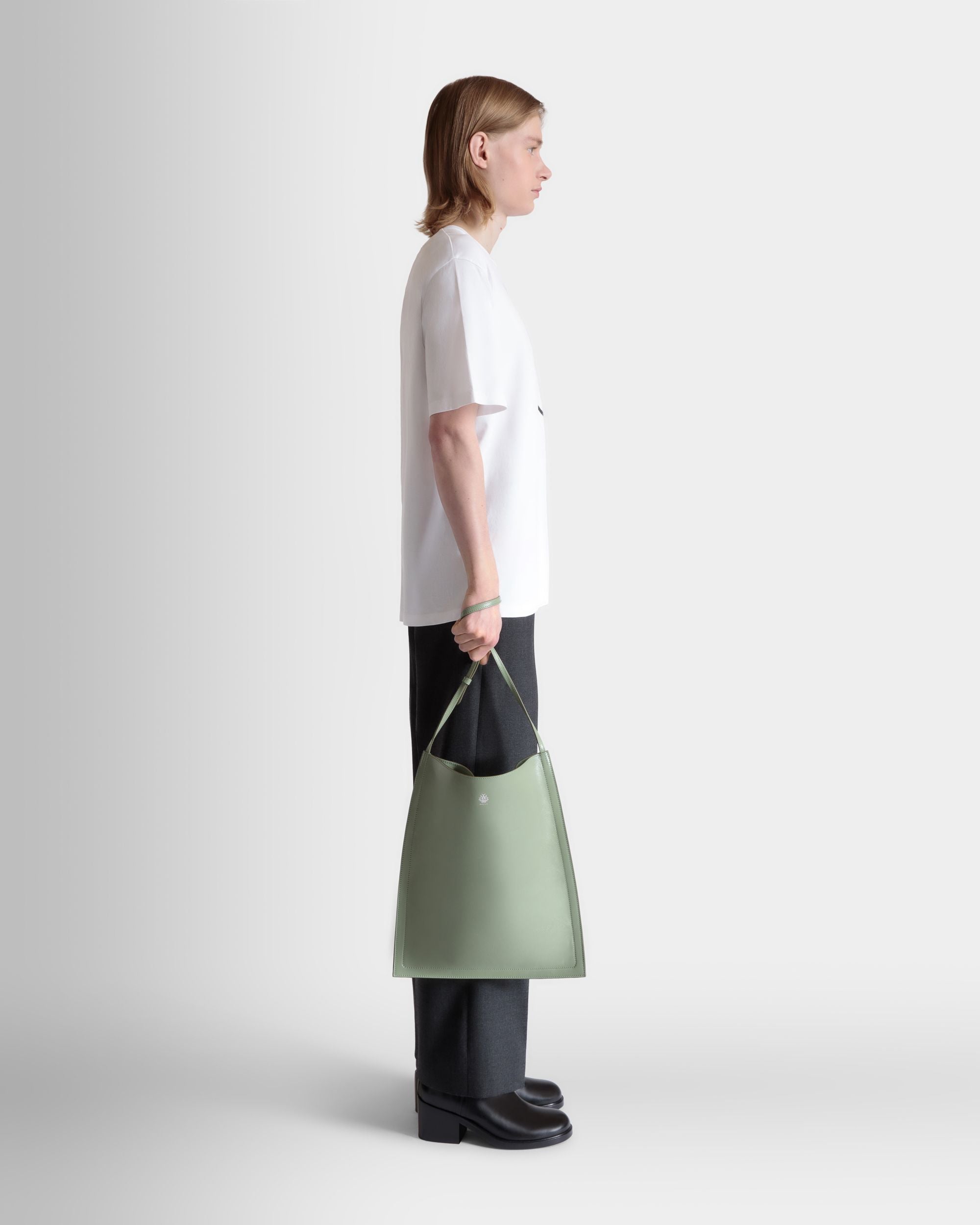 Beckett Tote in Olive Green Leather - Men's - Bally - 02