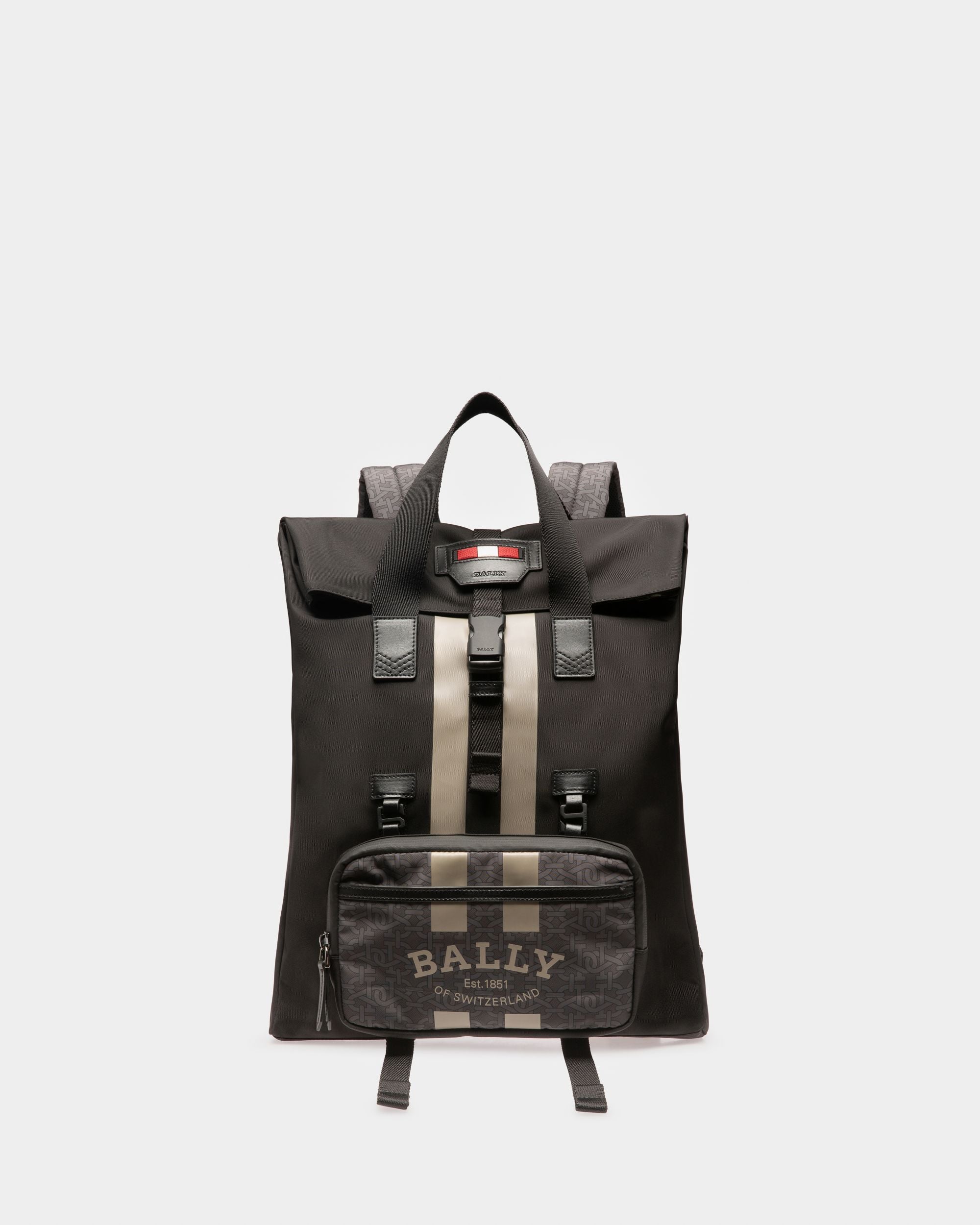 Mochila Plana Bally Escape De Tela Y Nailon En Negro Y Marrón - Hombre - Bally - 01