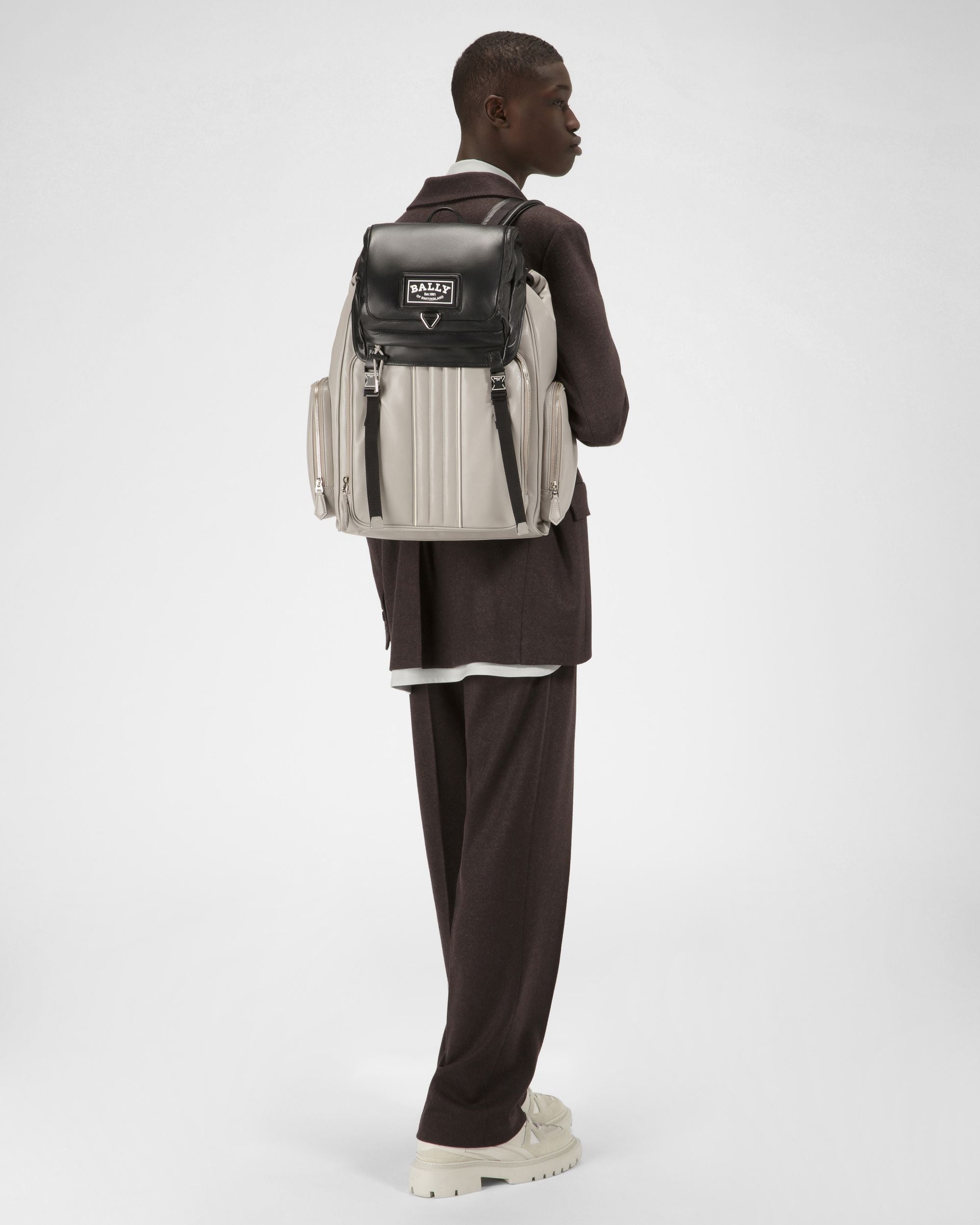 Athor Mochila En Cuerode Color Sasso Y Negro - Hombre - Bally - 06