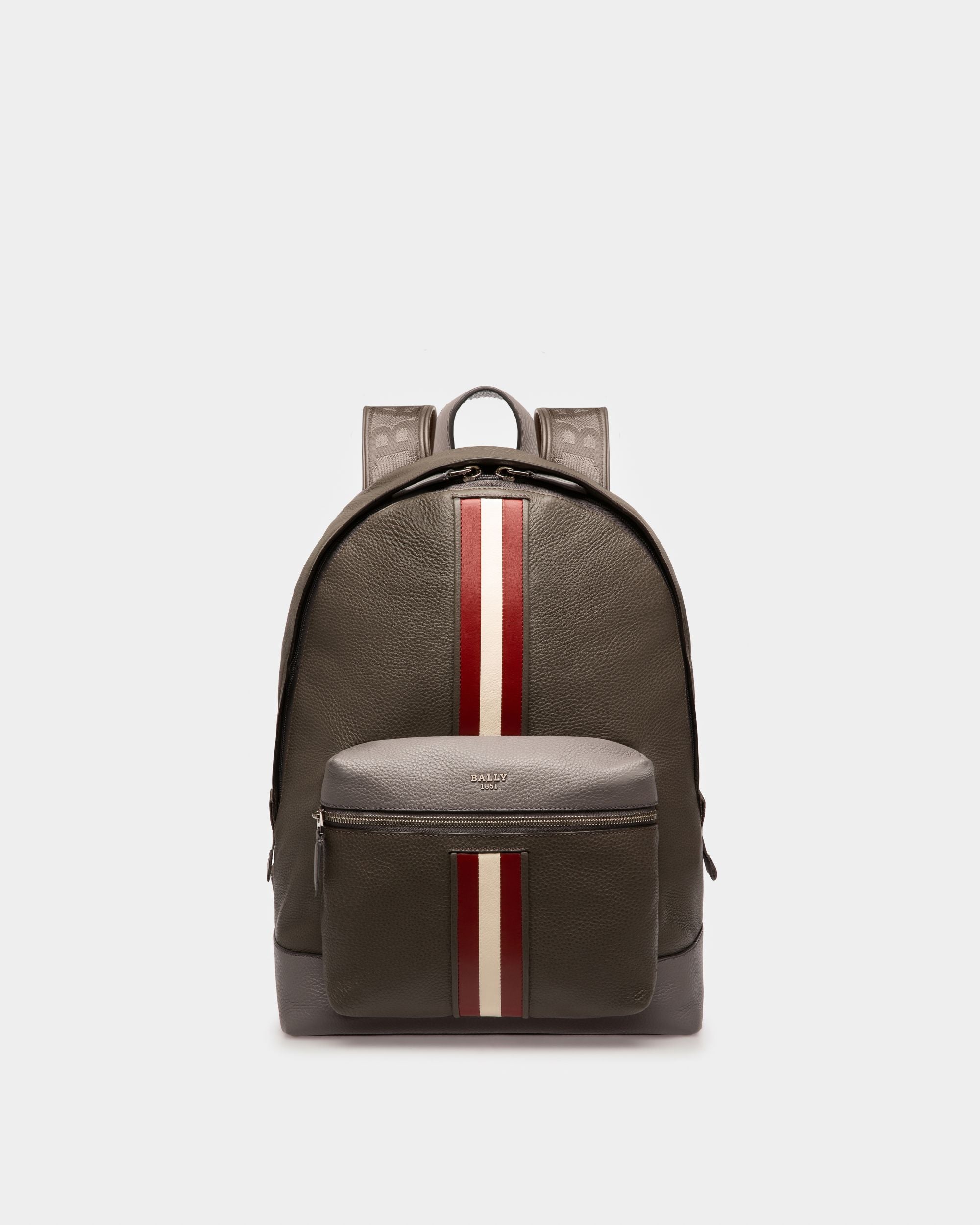 Harper Leather Backpack In Army Green - Men's - Bally - 01