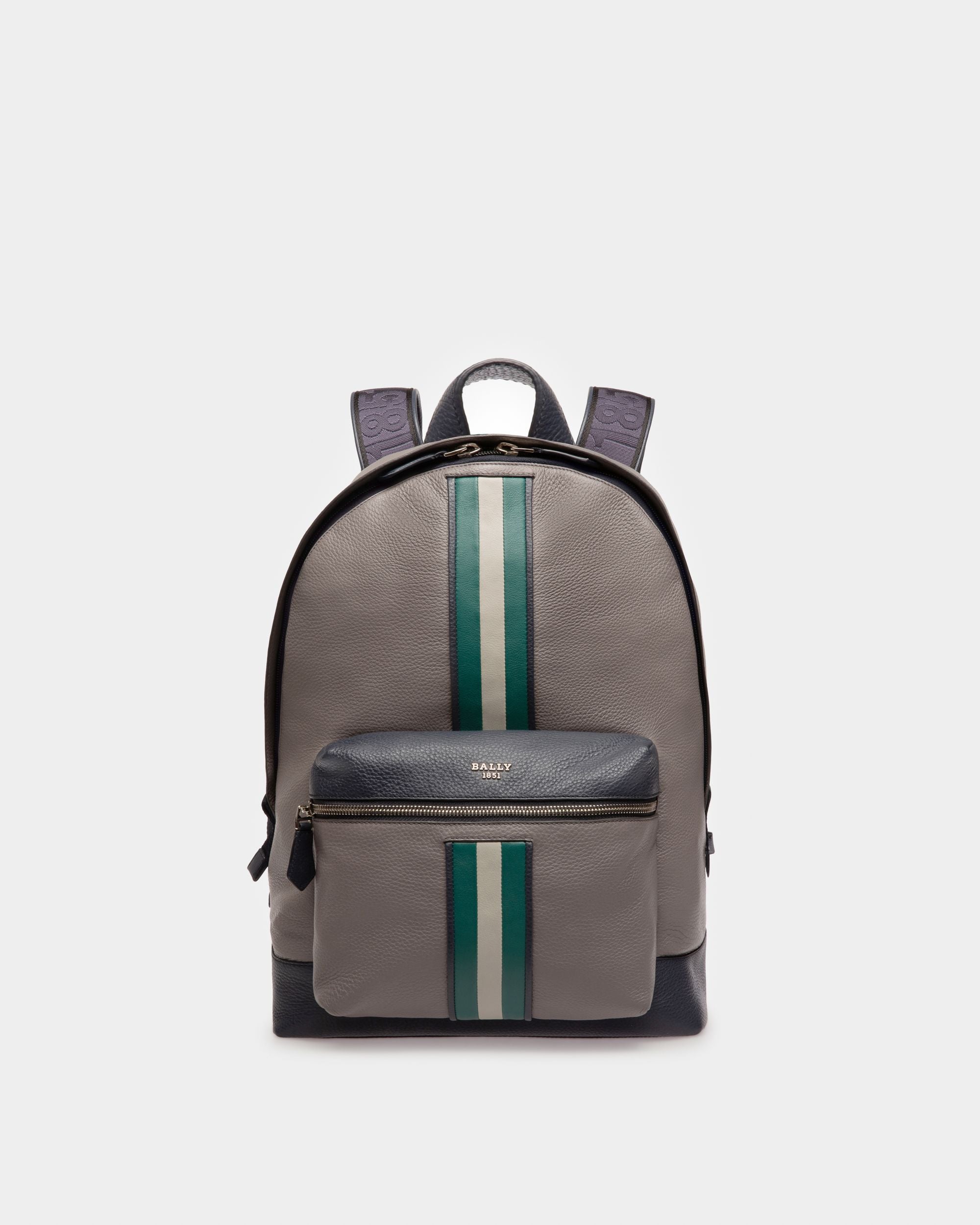 Harper Leather Backpack In Grey - Men's - Bally - 01