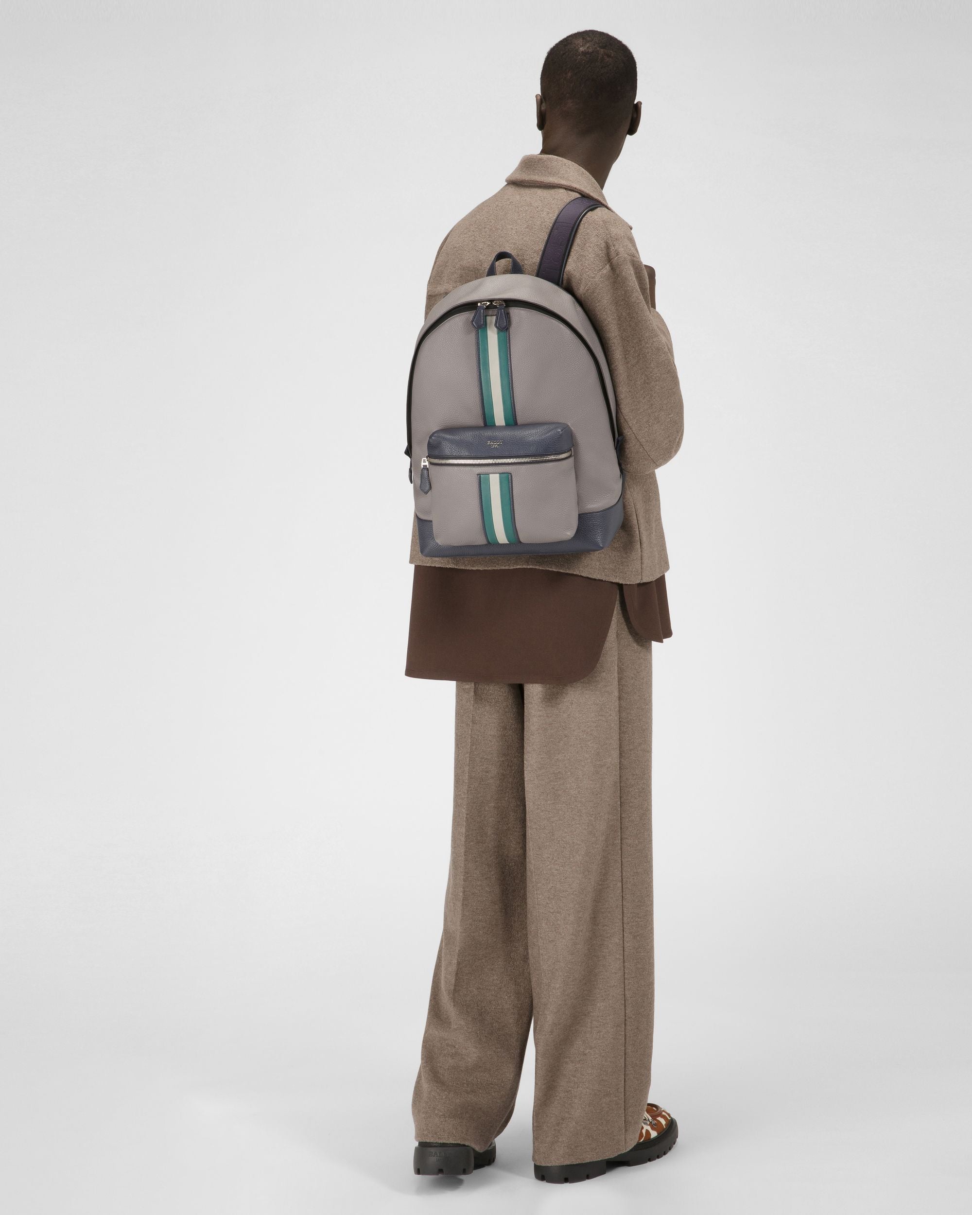 Harper Leather Backpack In Grey - Men's - Bally - 06