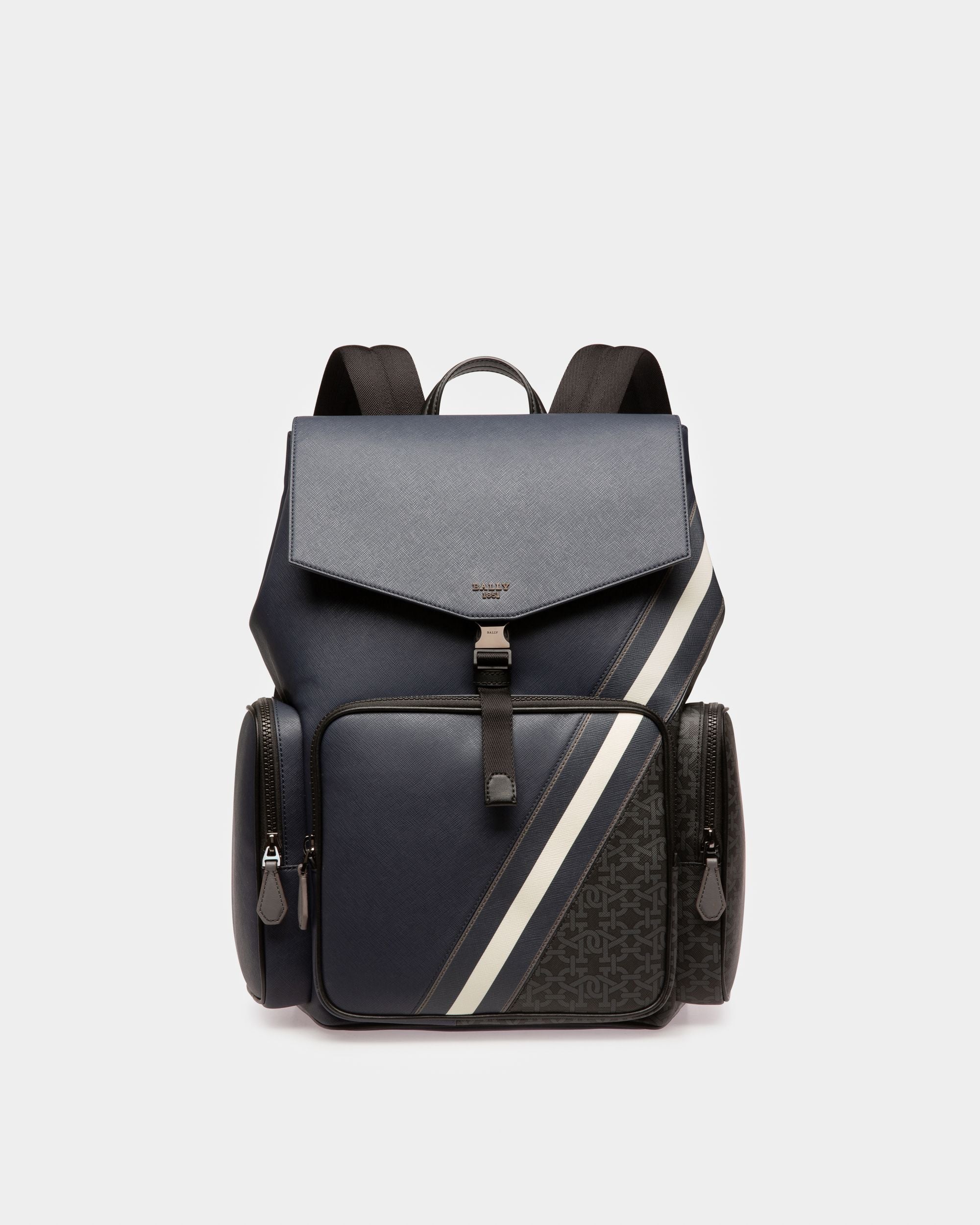 Maxi Mochila De Piel De Color Azul Marino - Hombre - Bally - 01