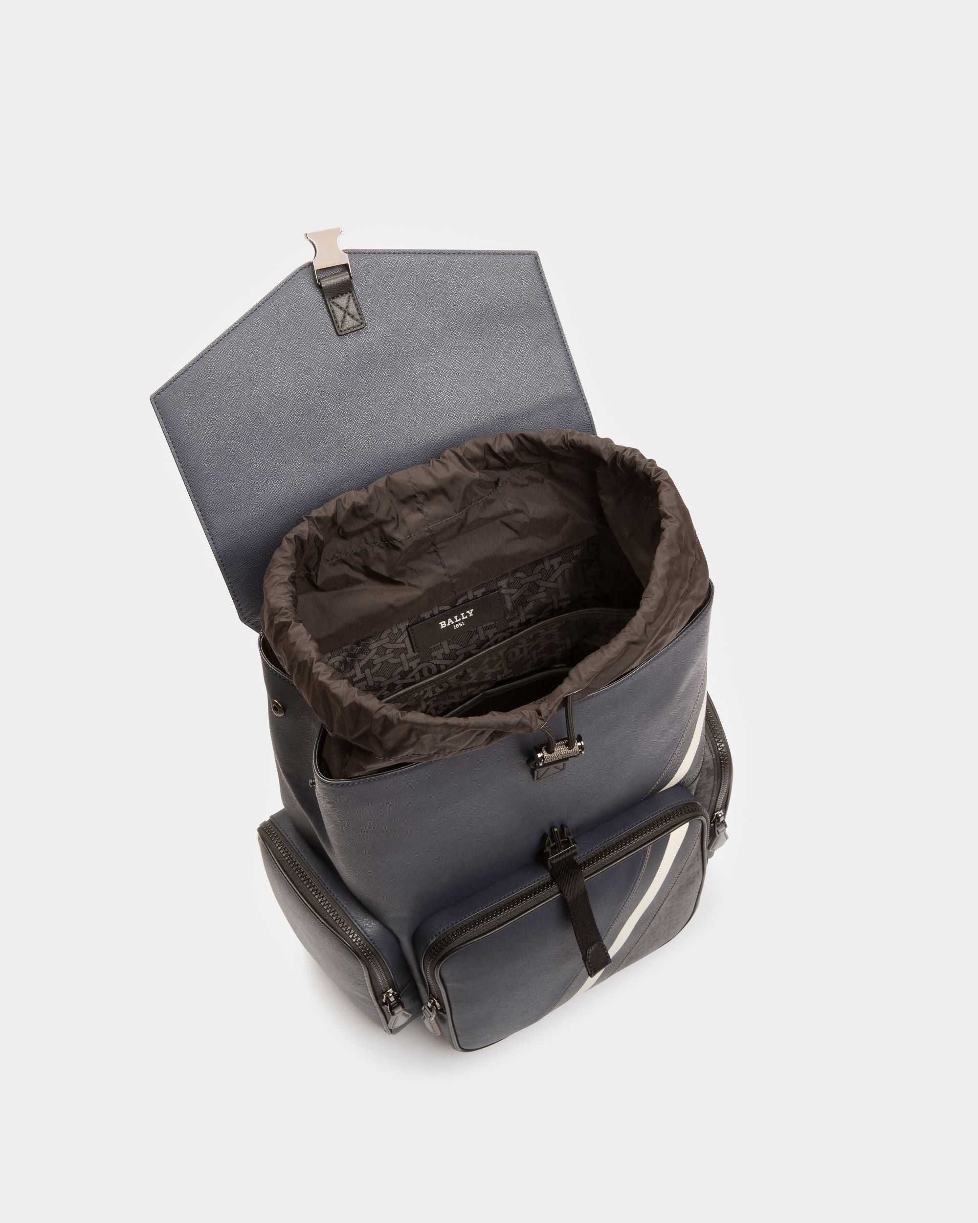 Maxi Mochila De Piel De Color Azul Marino - Hombre - Bally - 04