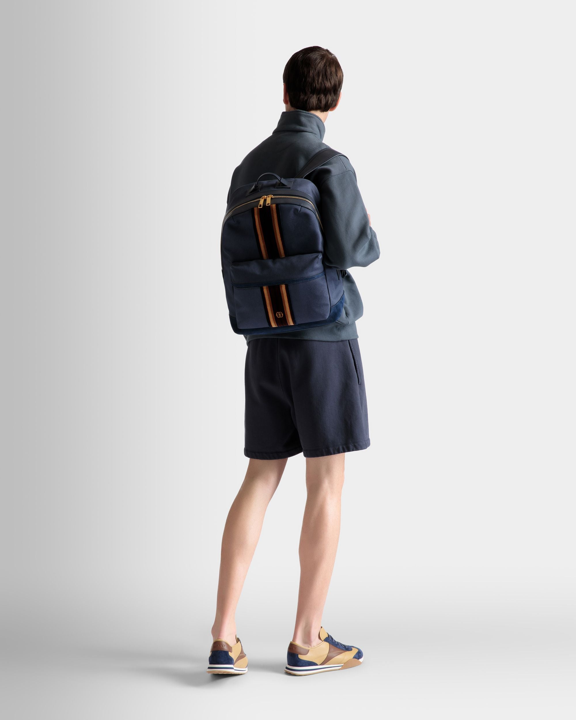 Mochila Gare De Tela Azul Marino - Hombre - Bally - 02