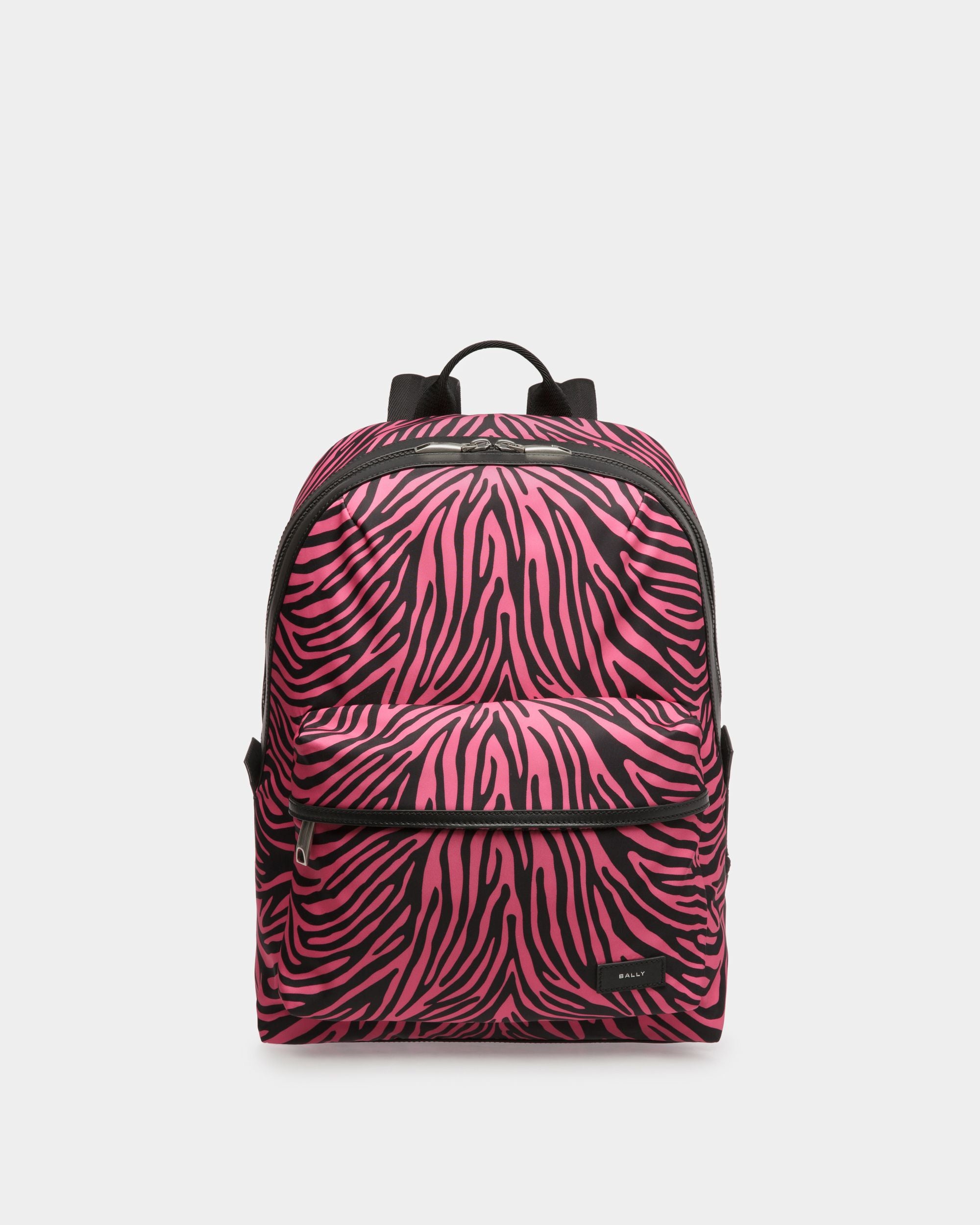 Mochila Zebra Crossing De Tela Y Nailon Rosa Y Negro - Hombre - Bally - 01