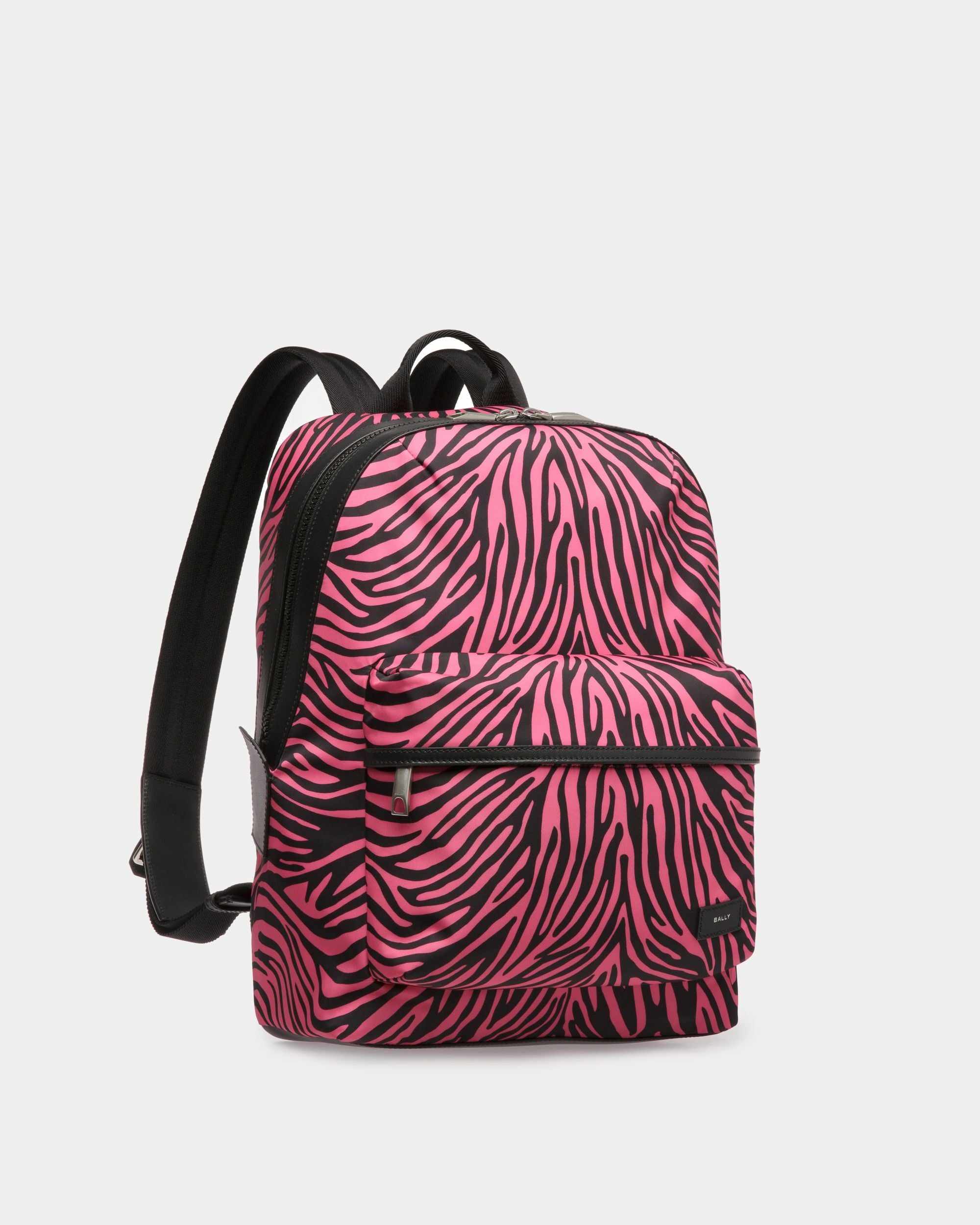 Mochila Zebra Crossing De Tela Y Nailon Rosa Y Negro - Hombre - Bally - 03