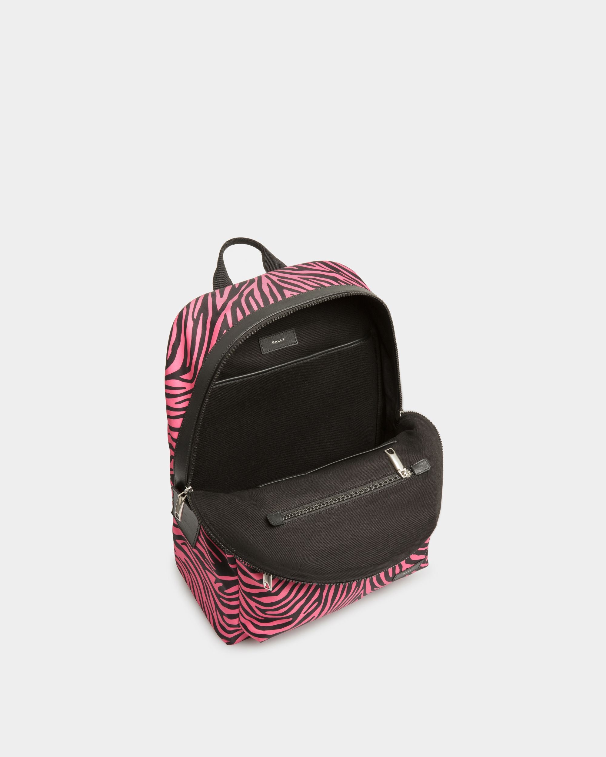 Mochila Zebra Crossing De Tela Y Nailon Rosa Y Negro - Hombre - Bally - 04