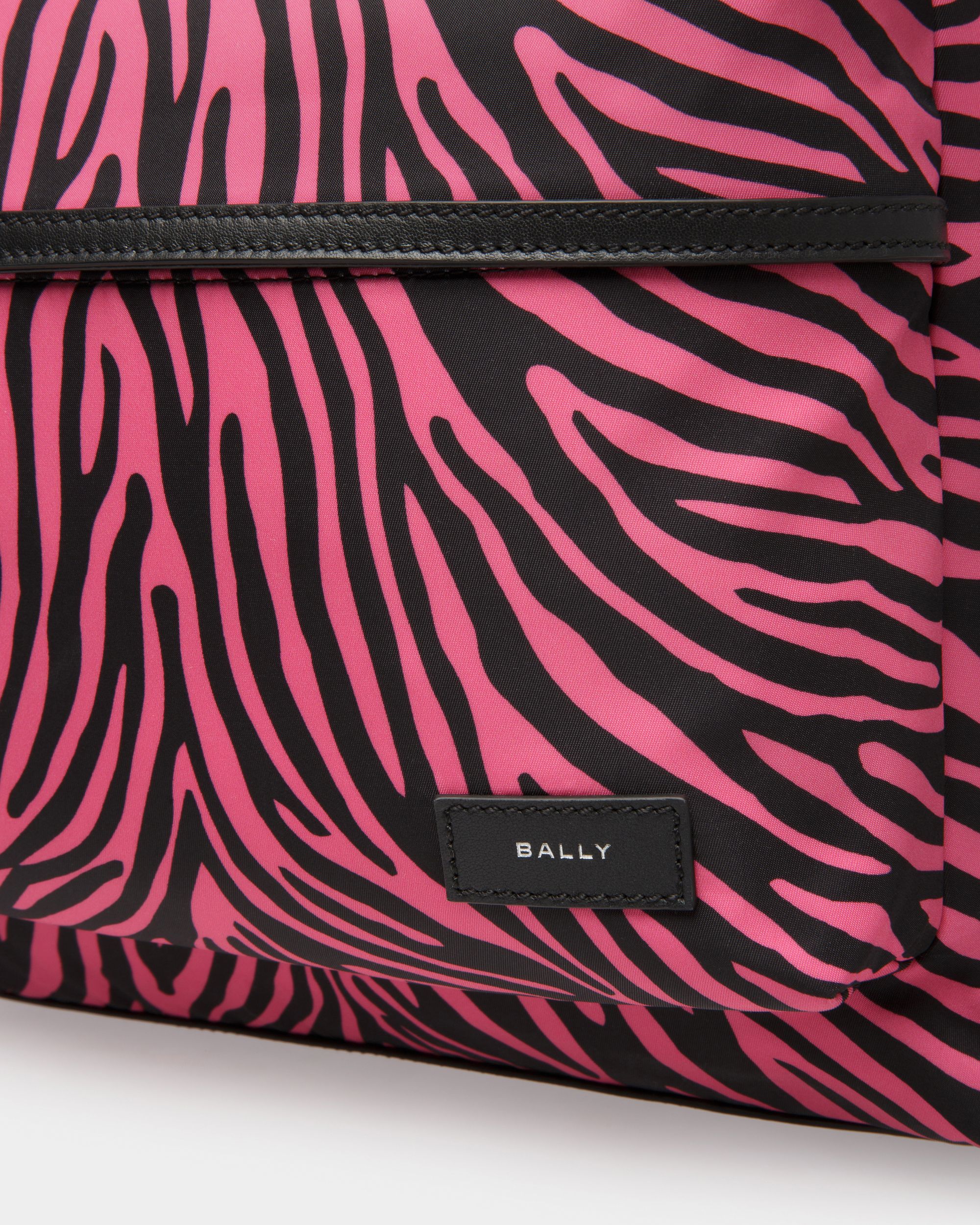 Mochila Zebra Crossing De Tela Y Nailon Rosa Y Negro - Hombre - Bally - 05