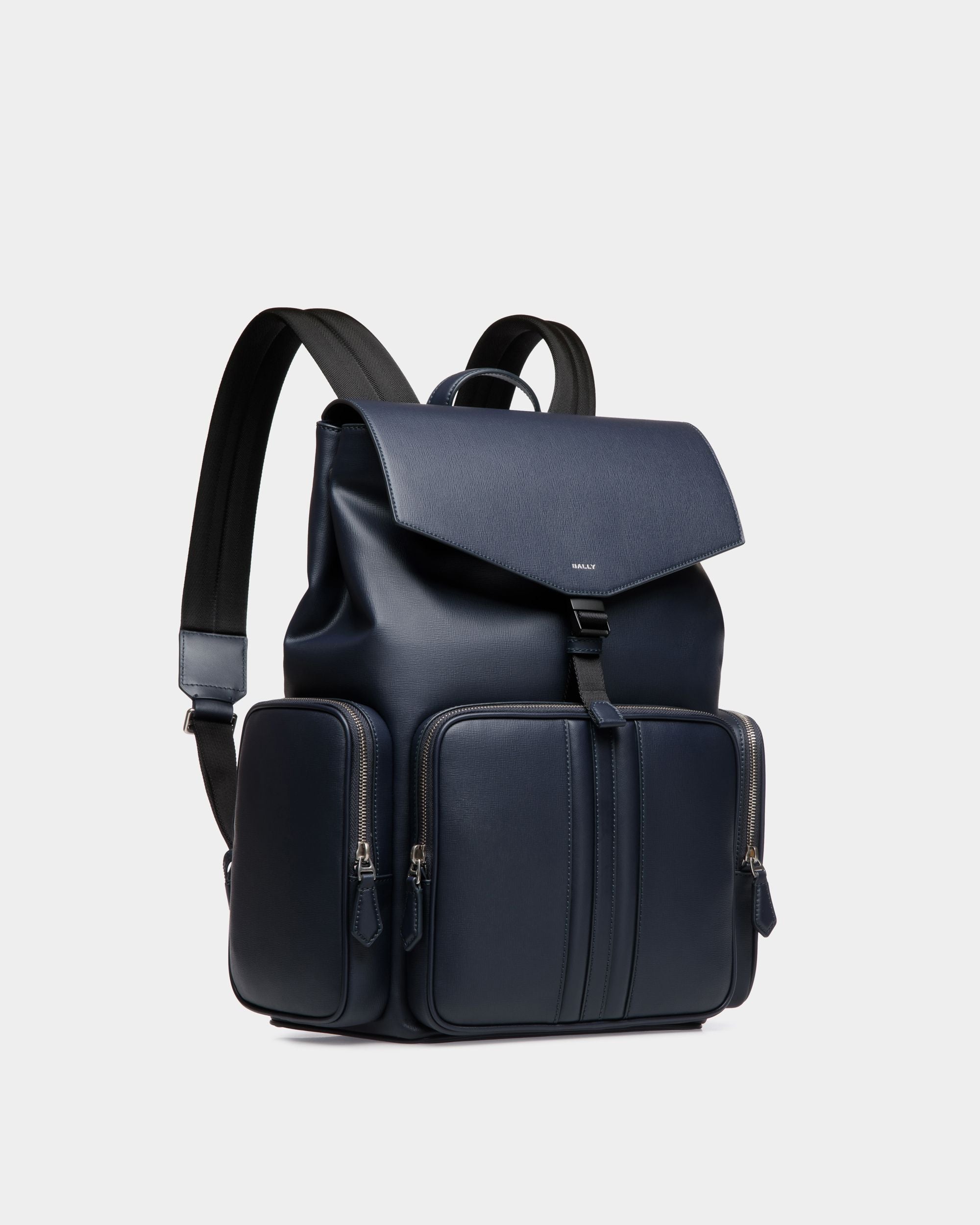 Mythos Backpack in Navy Blue Recycled Leather - Hombre - Bally - 03