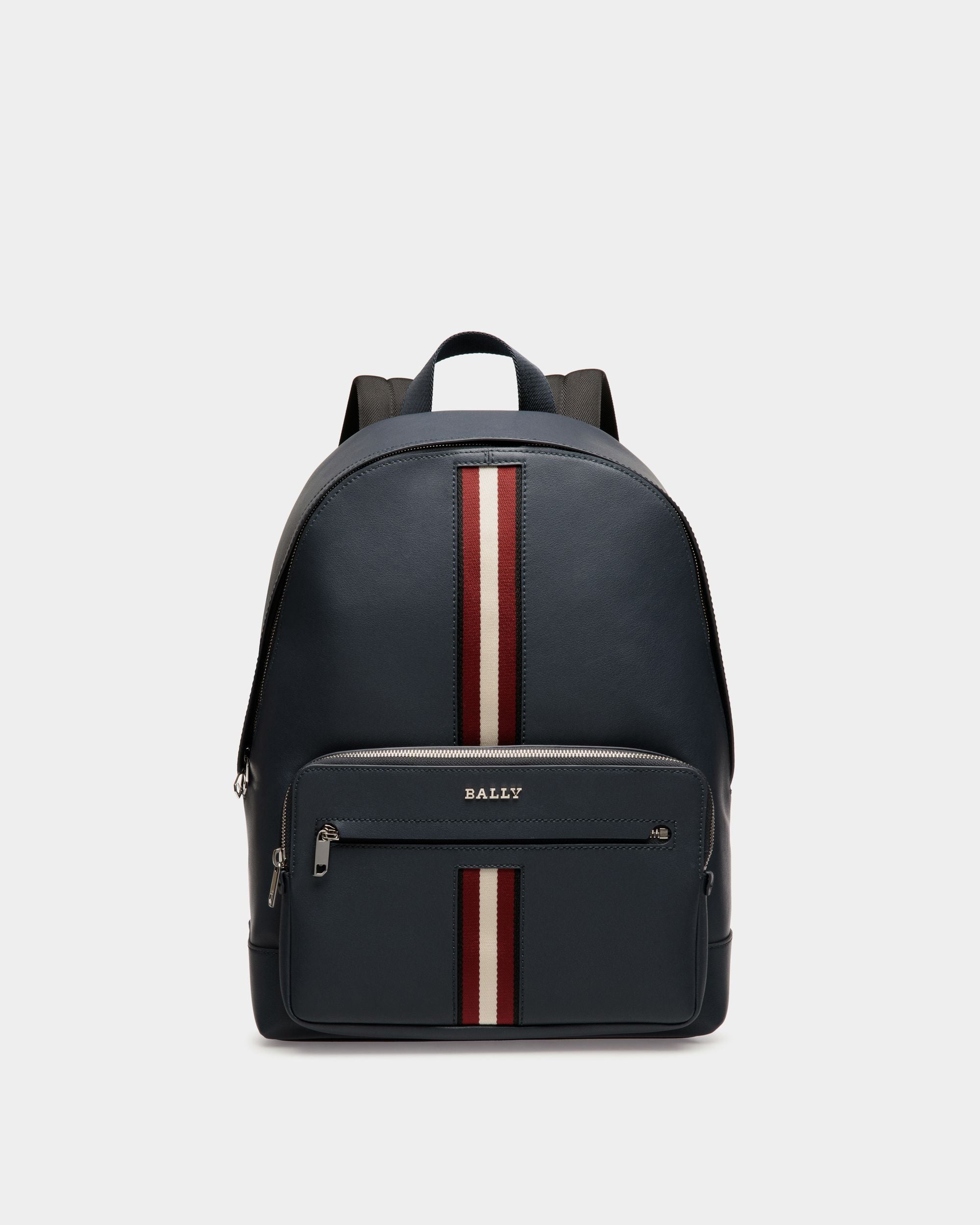 Backpack In Blue Leather - Men's - Bally - 01