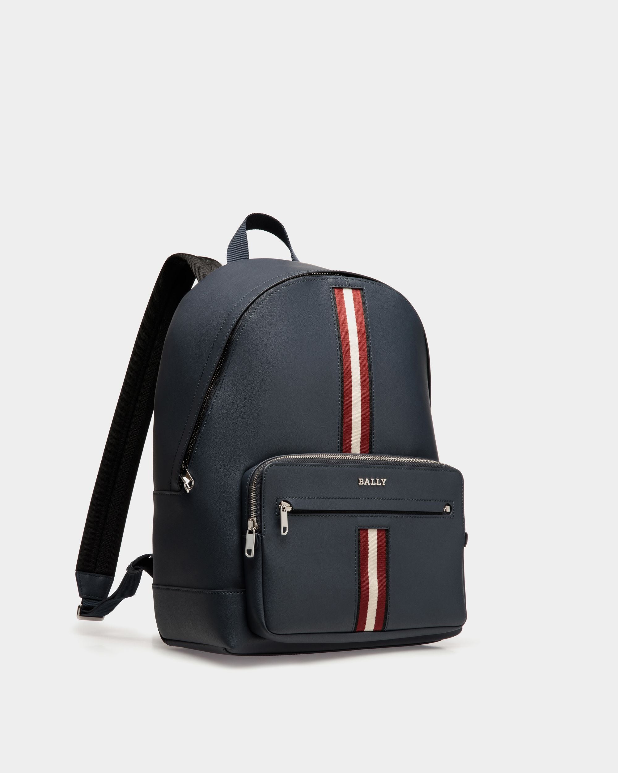 Backpack In Blue Leather - Men's - Bally - 03
