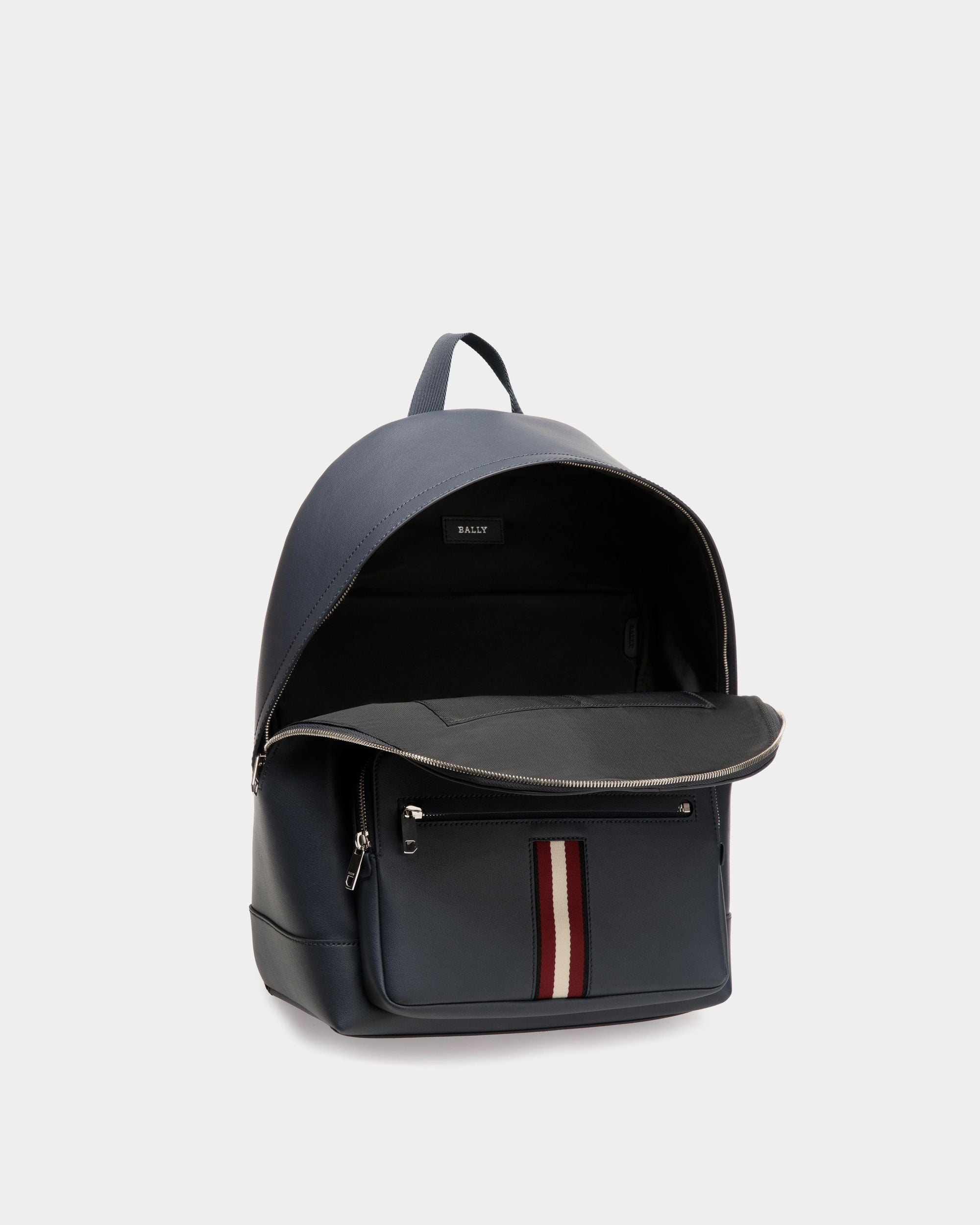 Backpack In Blue Leather - Men's - Bally - 04
