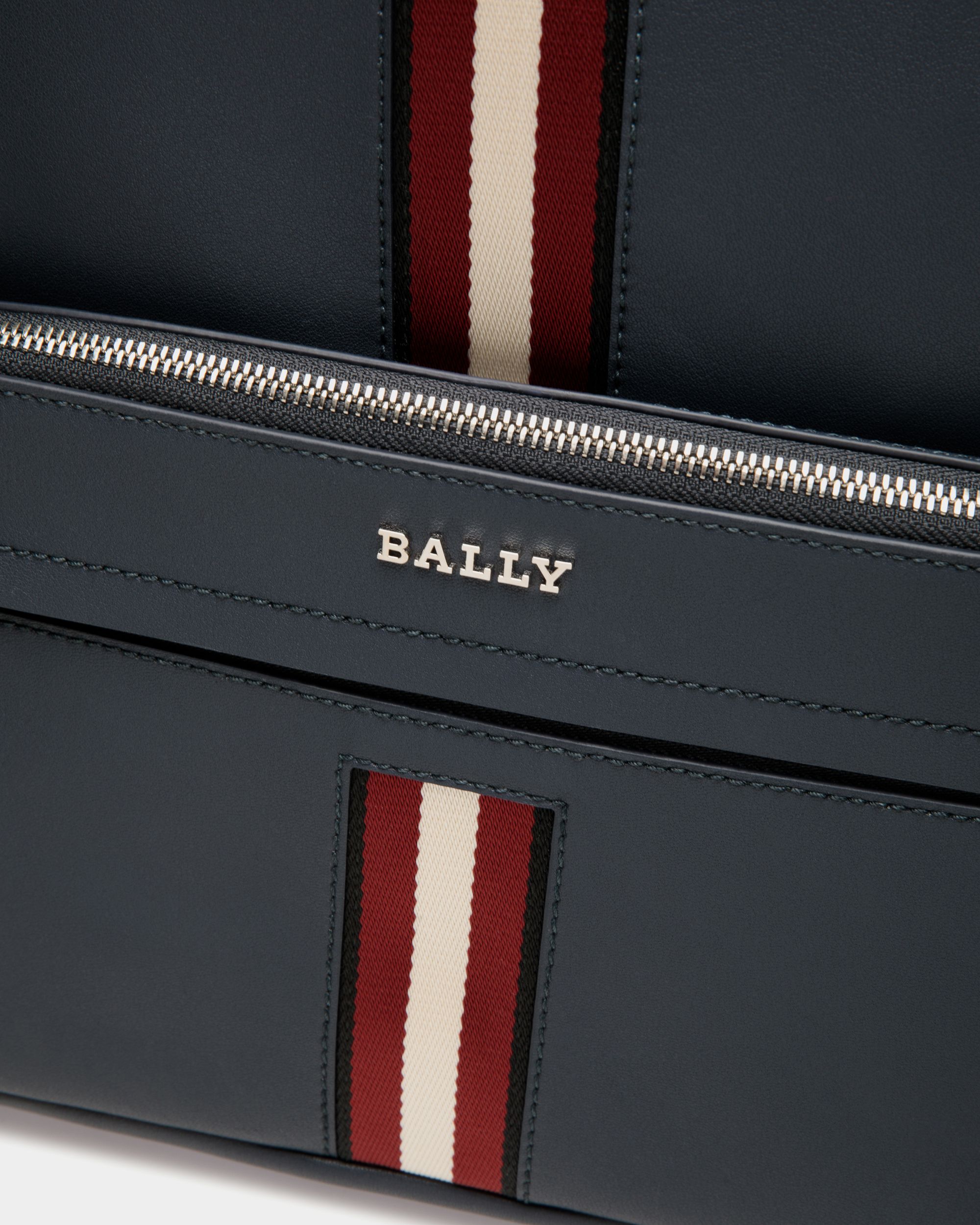 Backpack In Blue Leather - Men's - Bally - 05
