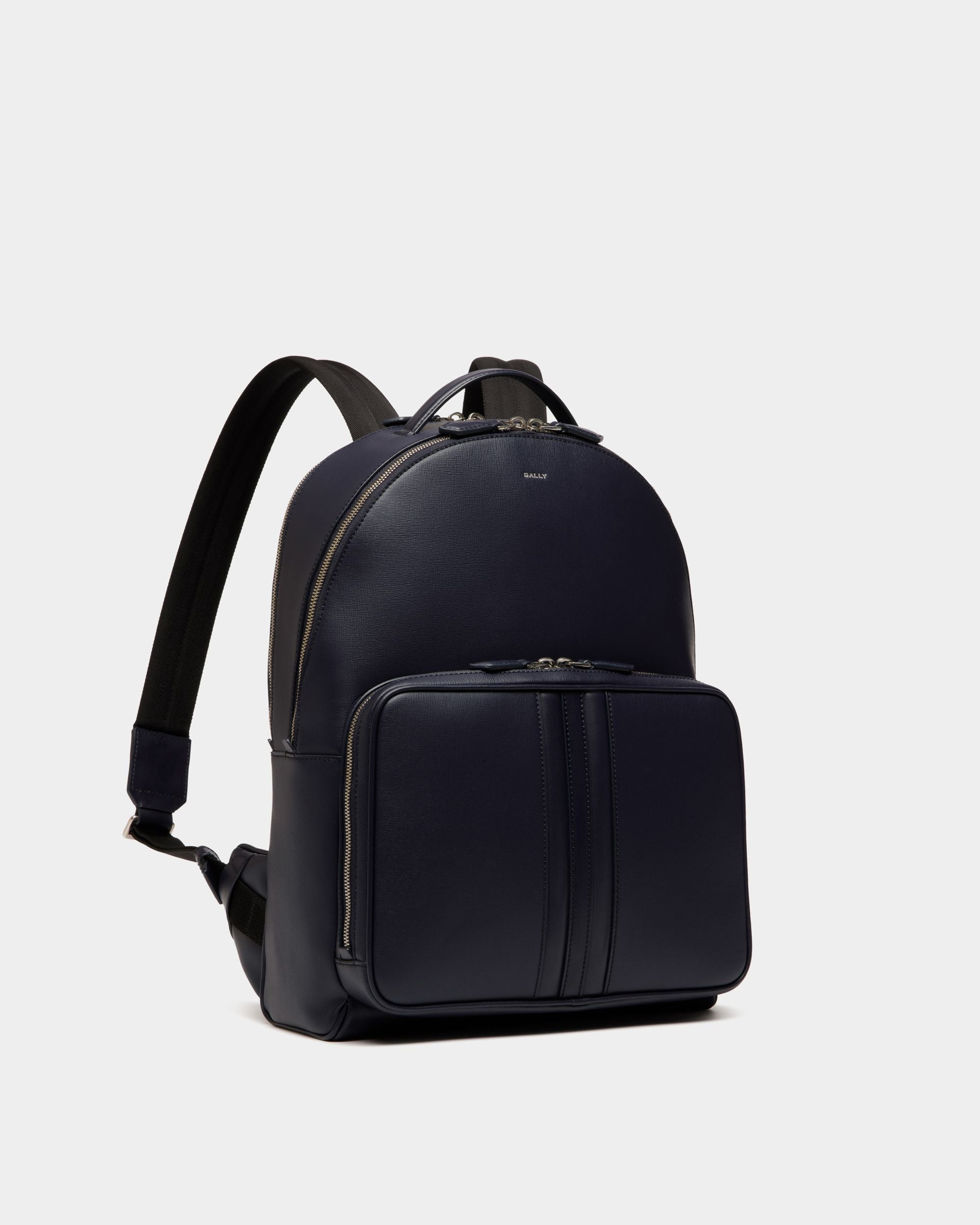 Mythos Backpack in Navy Blue Recycled Leather - Men's - Bally - 04