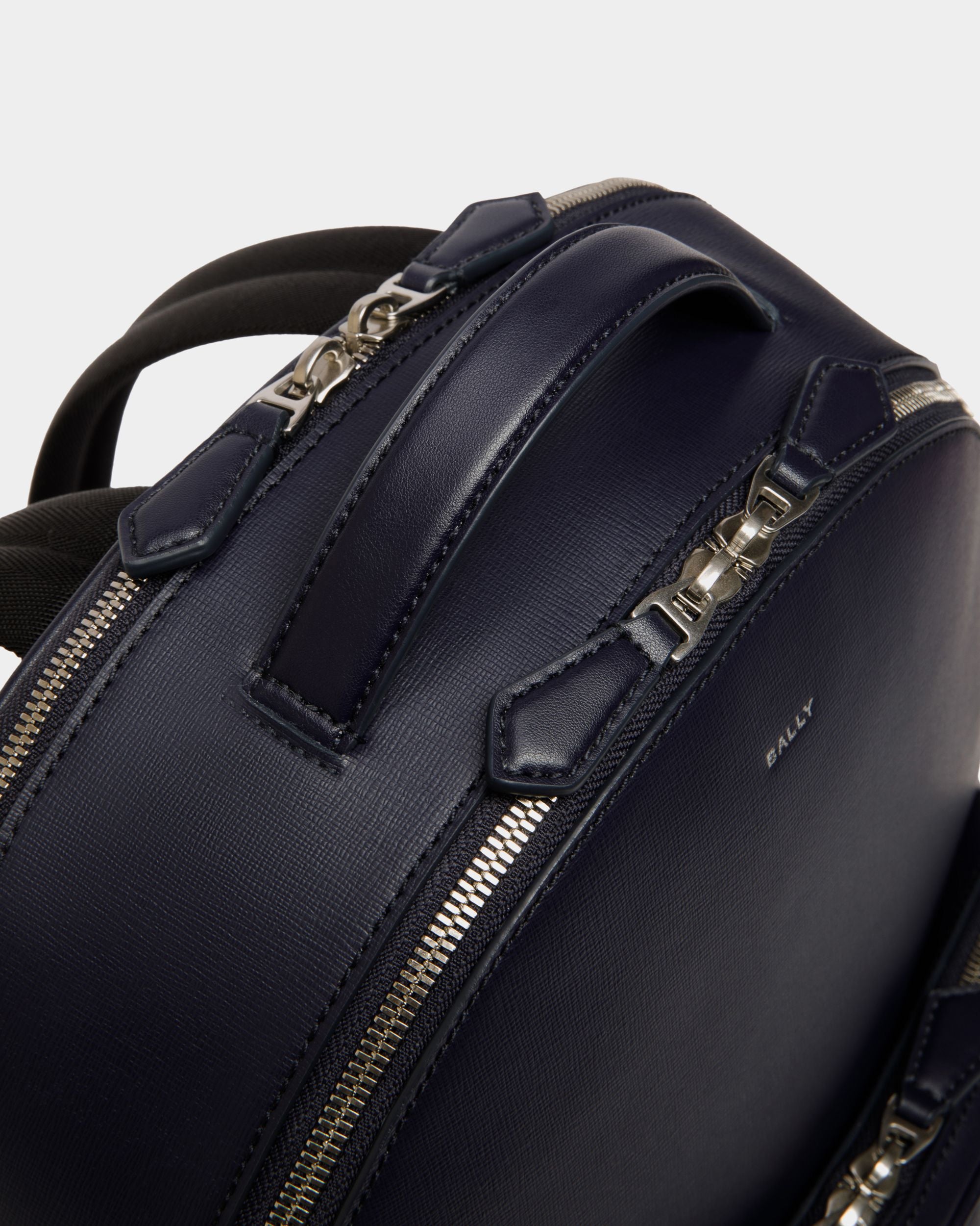 Mythos Backpack in Navy Blue Recycled Leather - Men's - Bally - 05