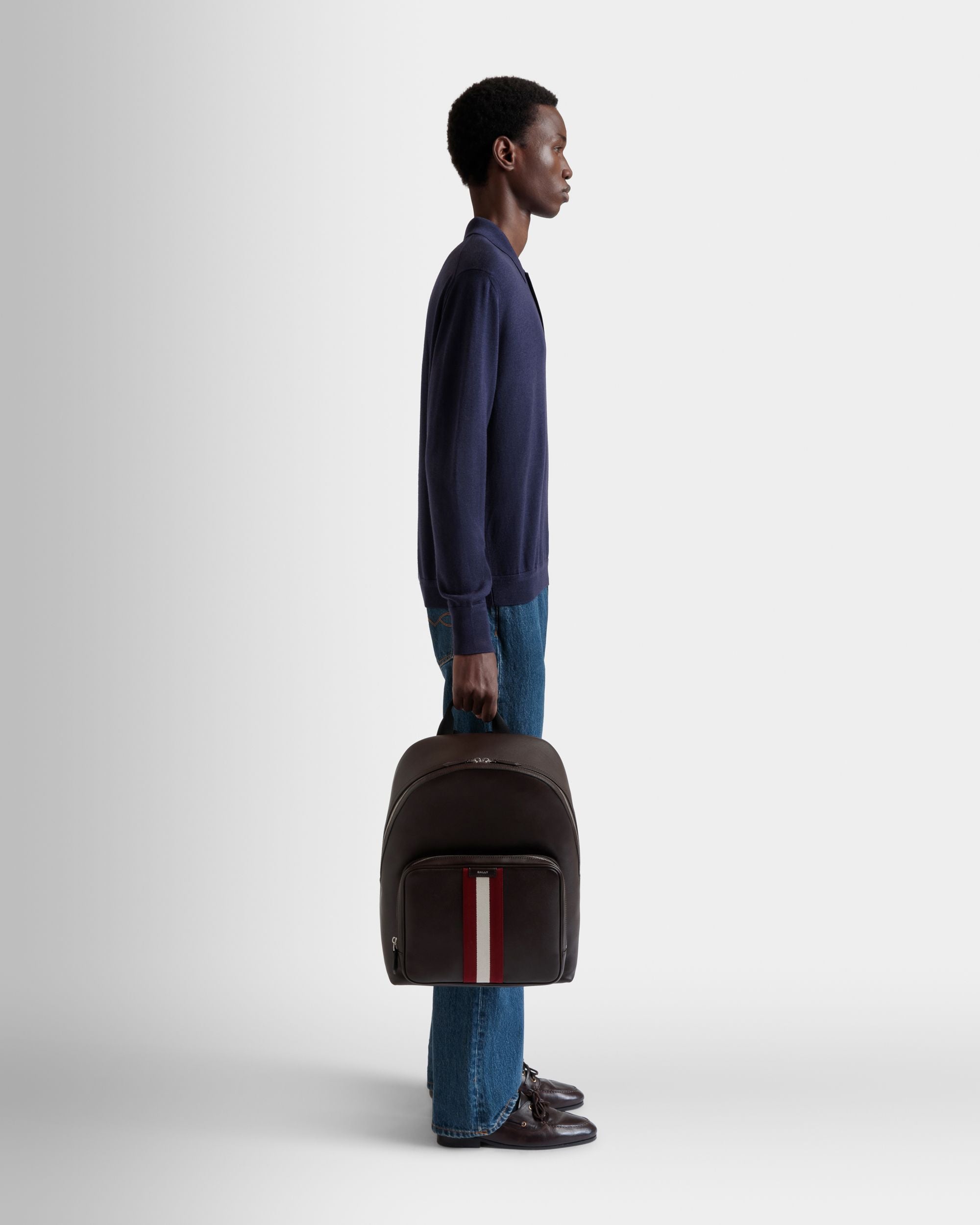 Mochila Code De Piel Ébano - Hombre - Bally - 02