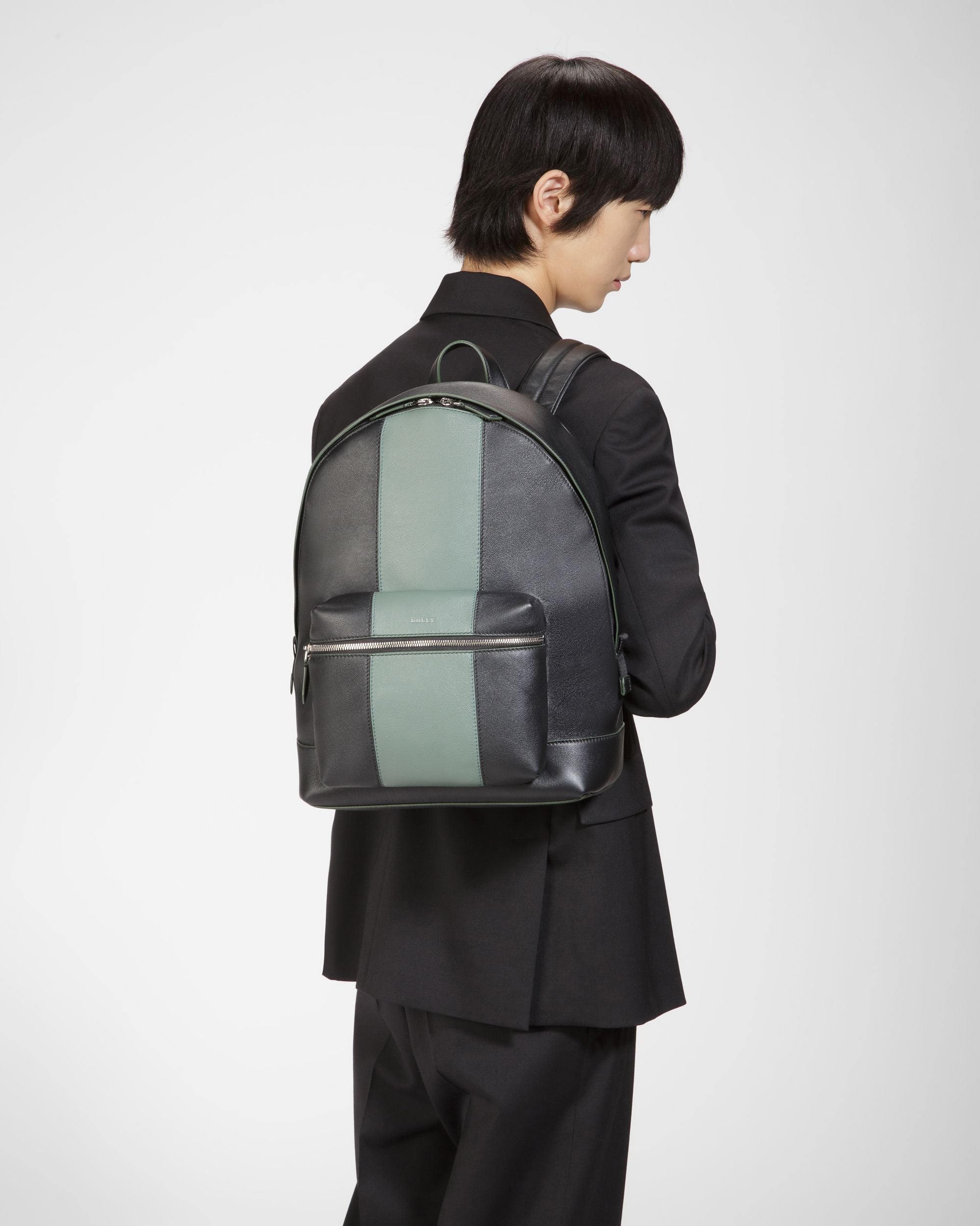Harper Mochila De Piel En Negro Y Verde - Hombre - Bally - 03