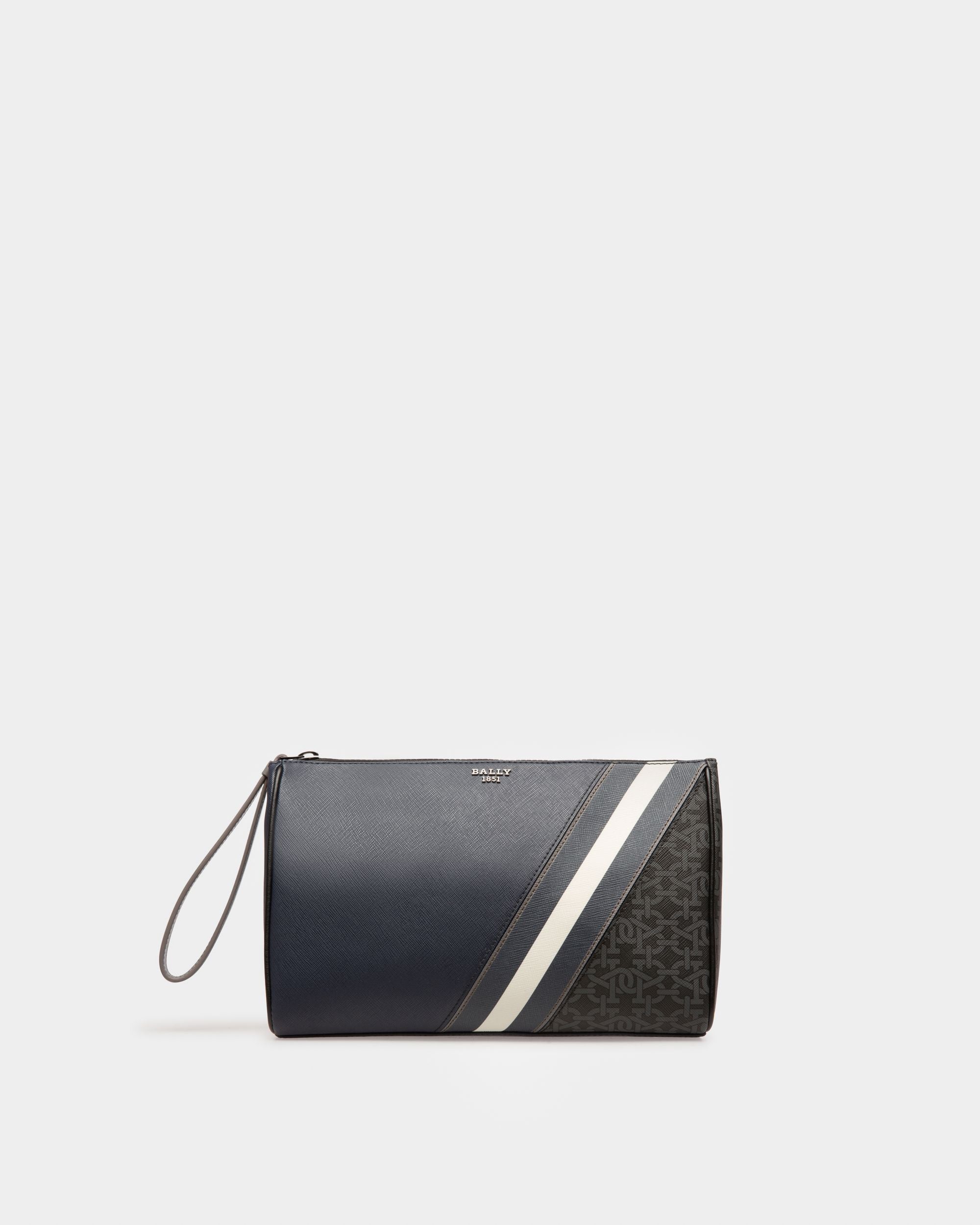 Makid Leather Clutch Bag In Navy - Men's - Bally - 01