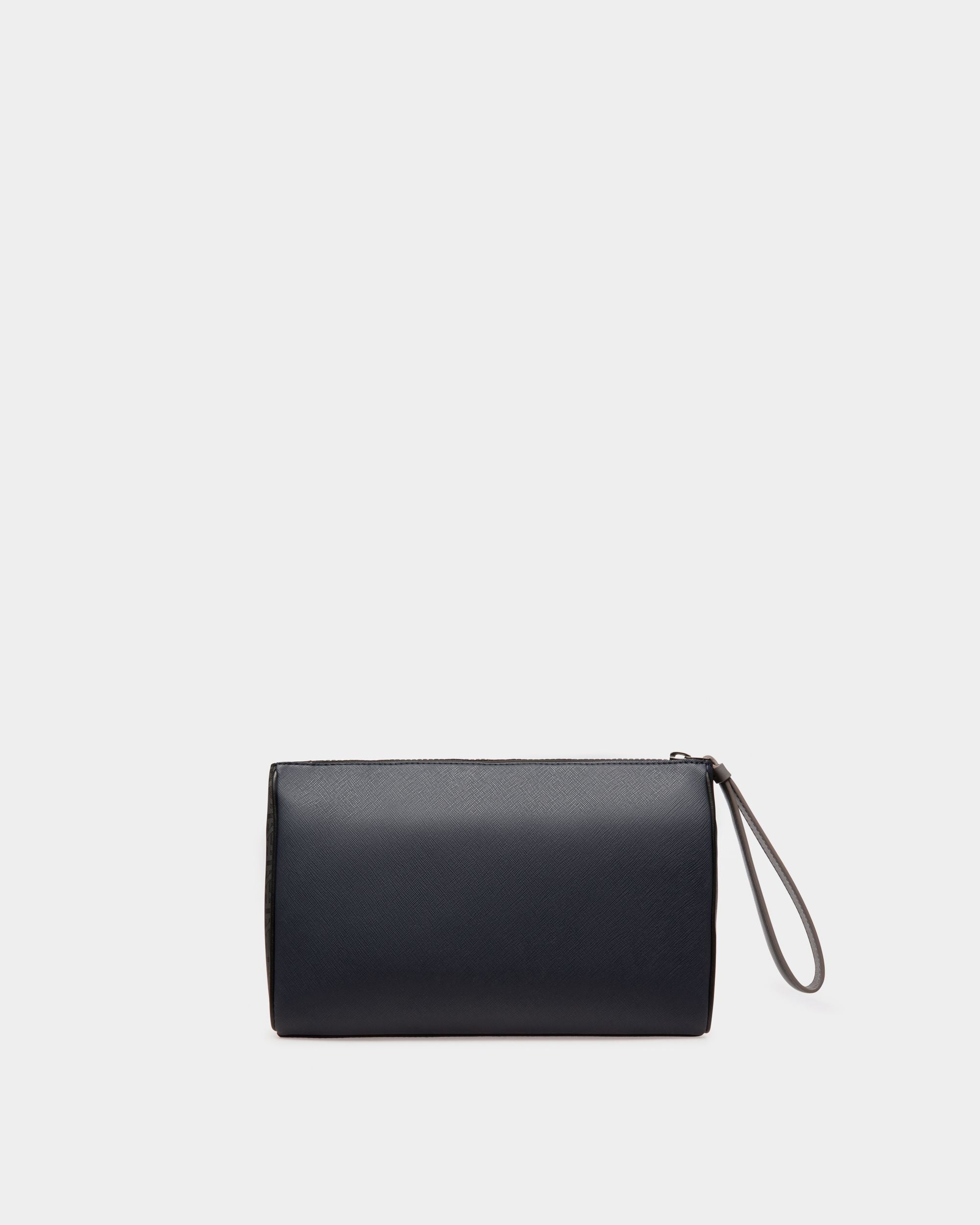 Makid Leather Clutch Bag In Navy - Men's - Bally - 03
