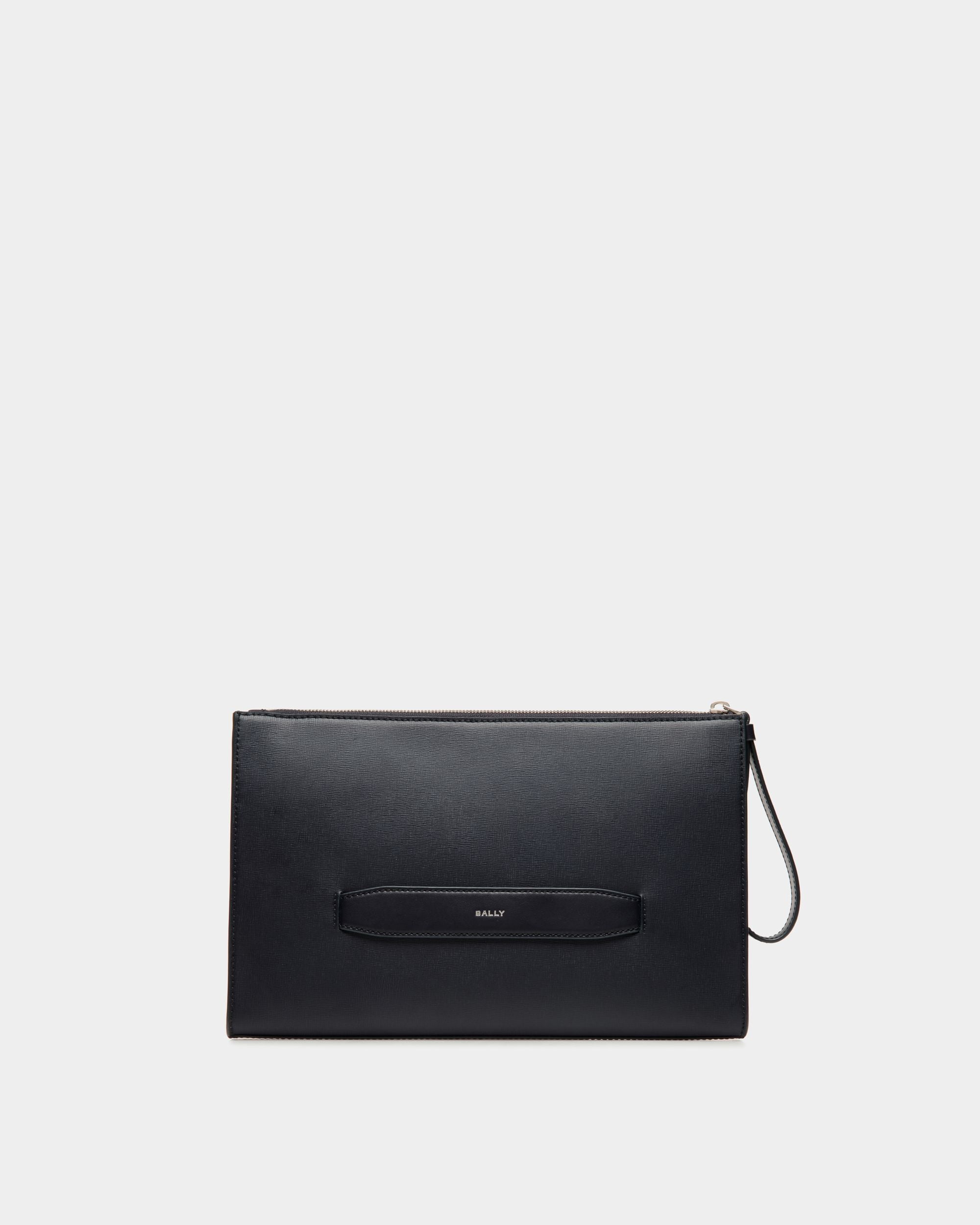 Mythos Pouch in Navy Blue Recycled Leather - Hombre - Bally - 02